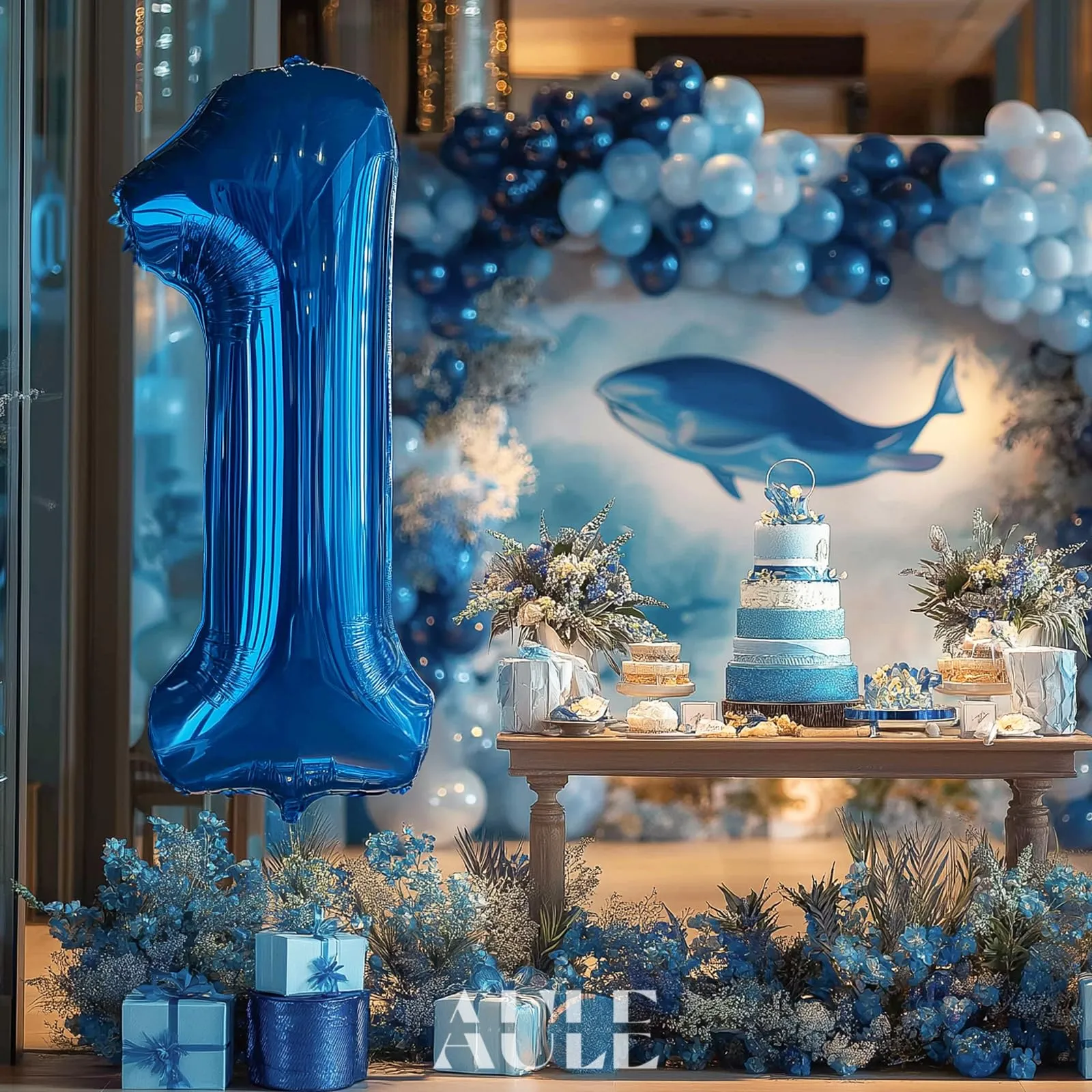 AULE Palloncino Numero 1 Blu, 101 cm - immagine 2