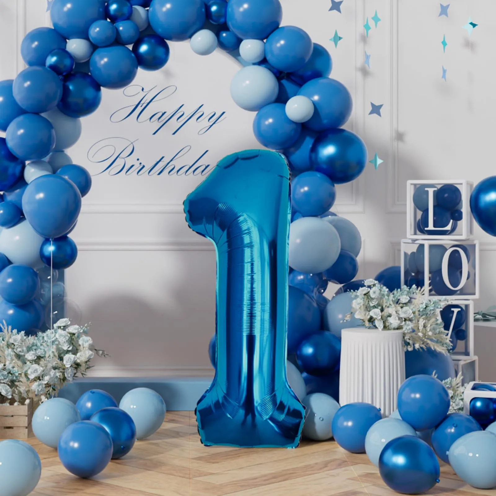 AULE Palloncino Numero 1 Blu, 101 cm - immagine 3