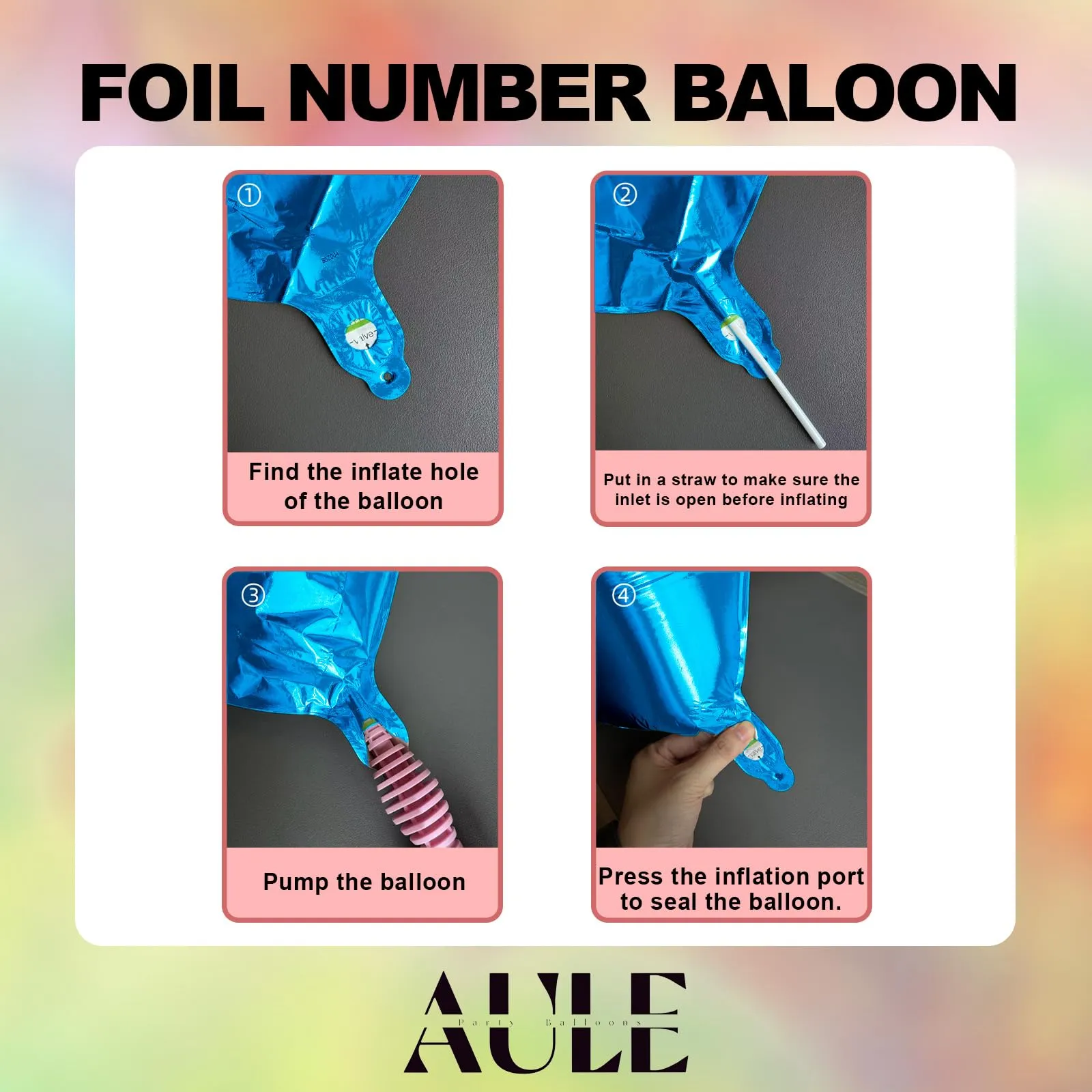 AULE Palloncino Numero 1 Blu, 101 cm - immagine 6