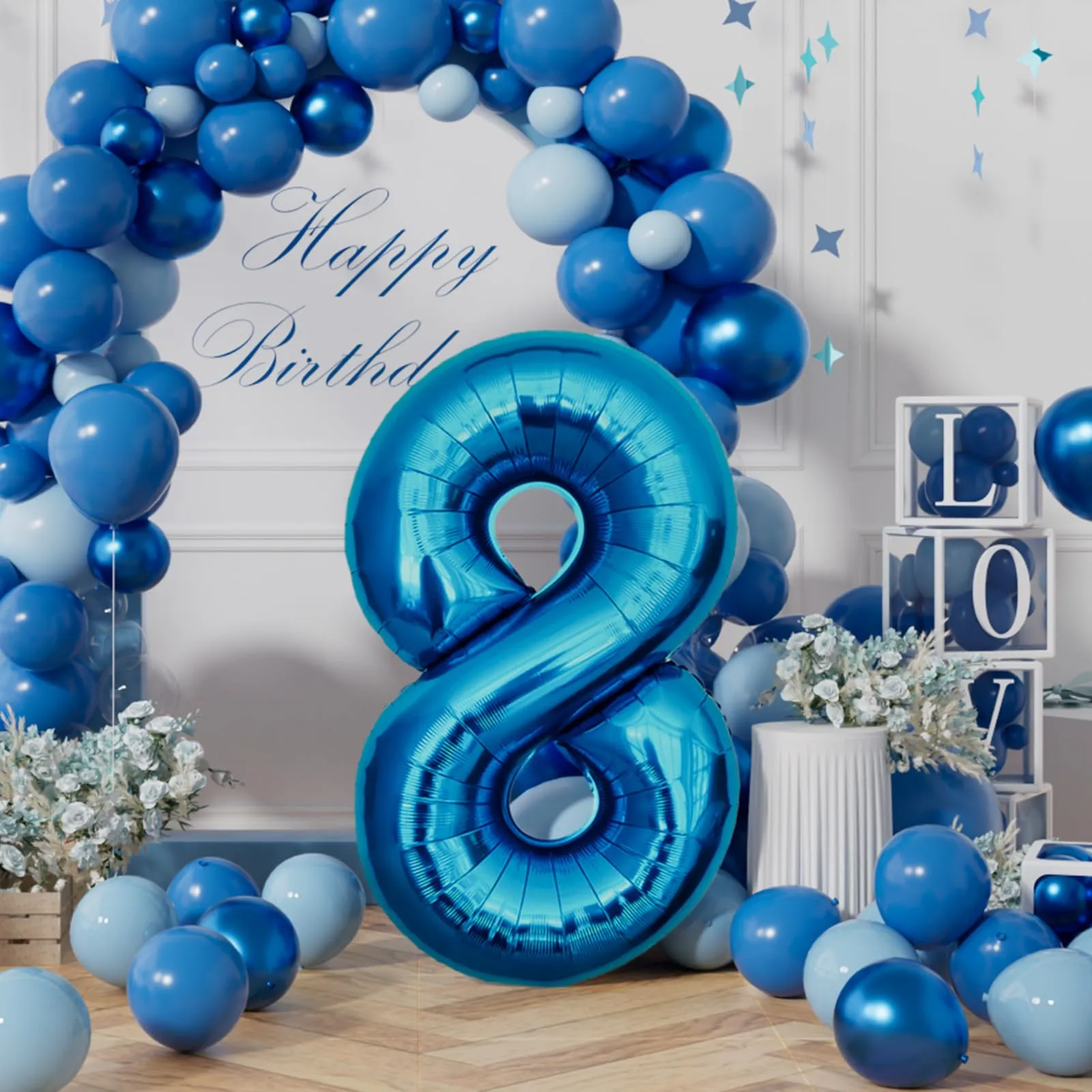 AULE Palloncino Numero 8 Blu, 101 cm - immagine 3