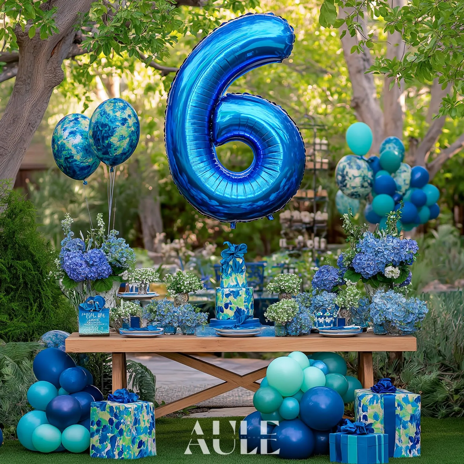 AULE Palloncino Numero 6 Blu, 101 cm - immagine 2