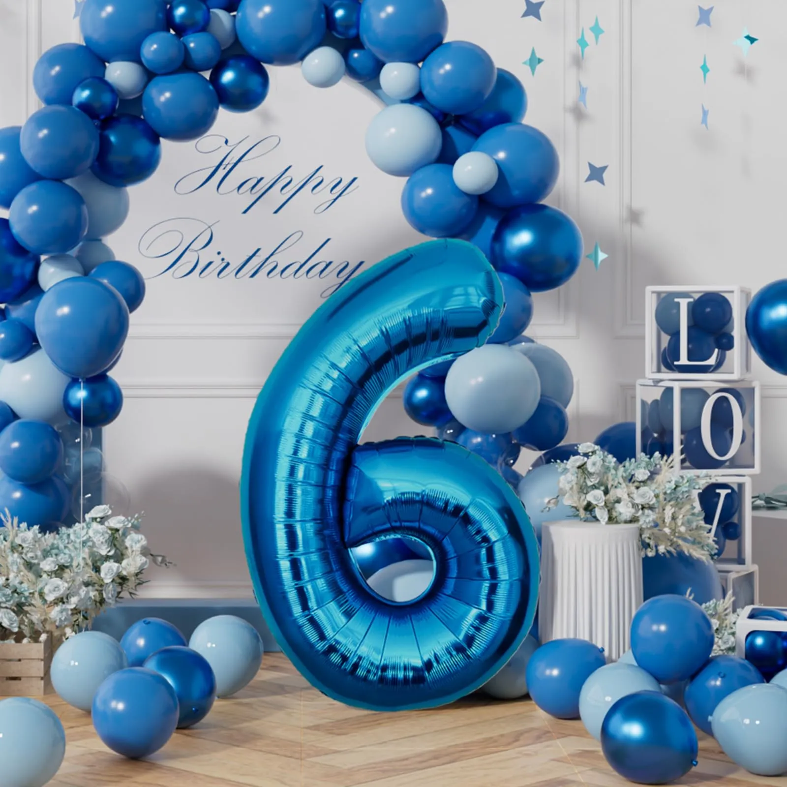 AULE Palloncino Numero 6 Blu, 101 cm - immagine 3