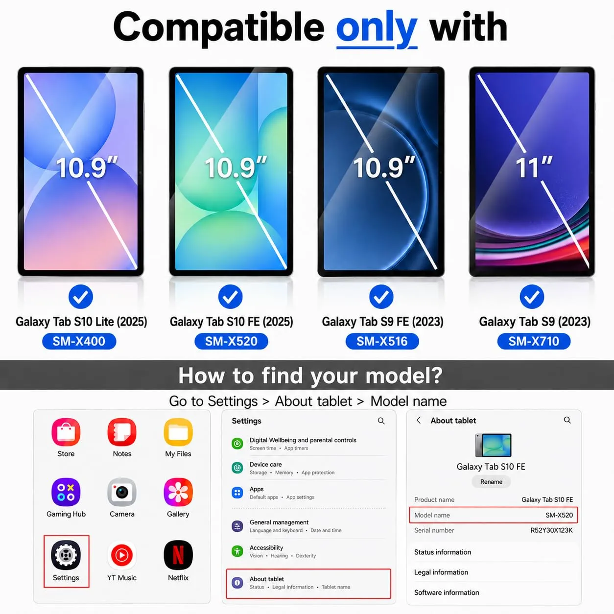 NEW'C Pellicola in Vetro Temperato per Samsung Galaxy Tab S10 Lite, S10 FE, S9, S9 FE 11 pollici - immagine 2