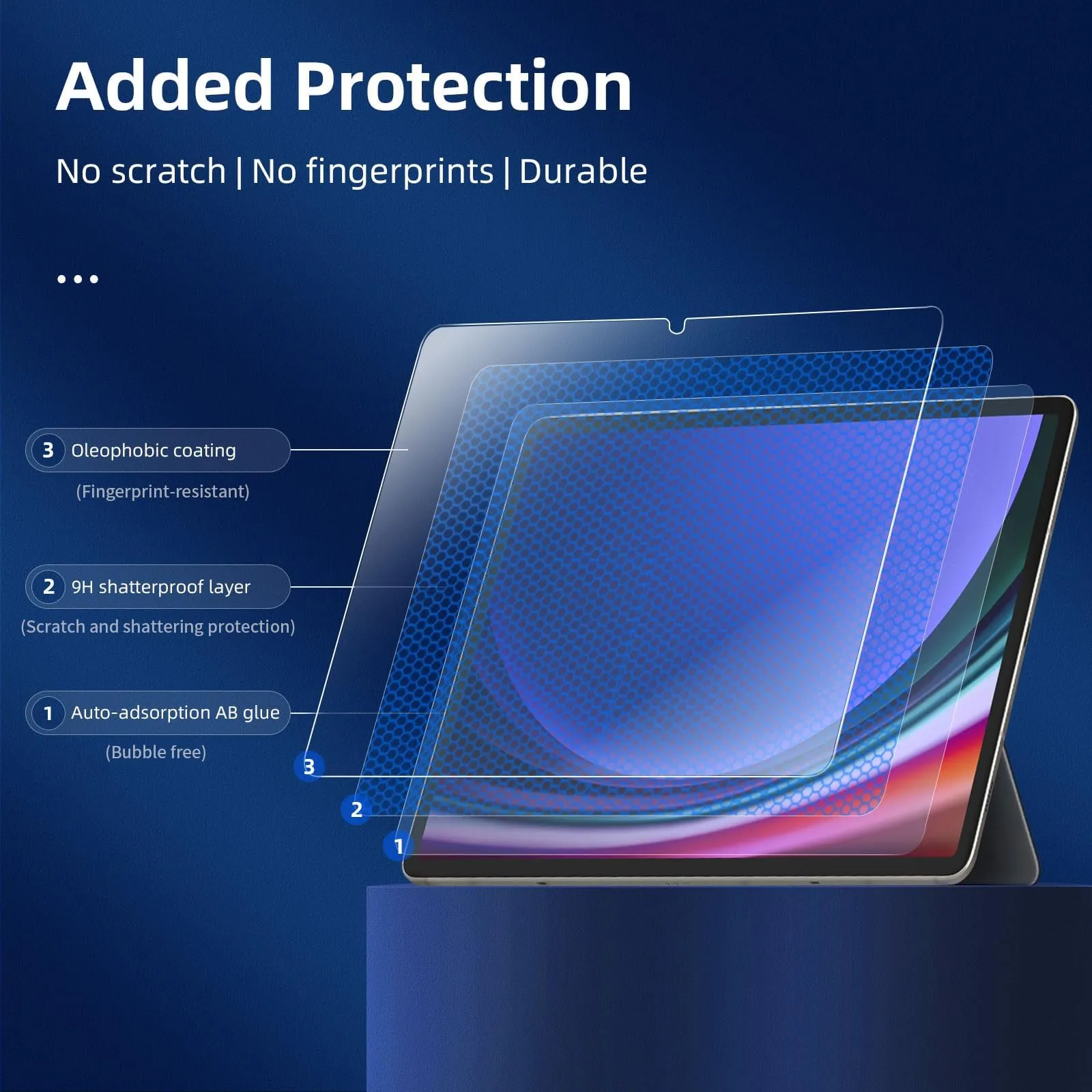 NEW'C Pellicola in Vetro Temperato per Samsung Galaxy Tab S10 Lite, S10 FE, S9, S9 FE 11 pollici - immagine 6