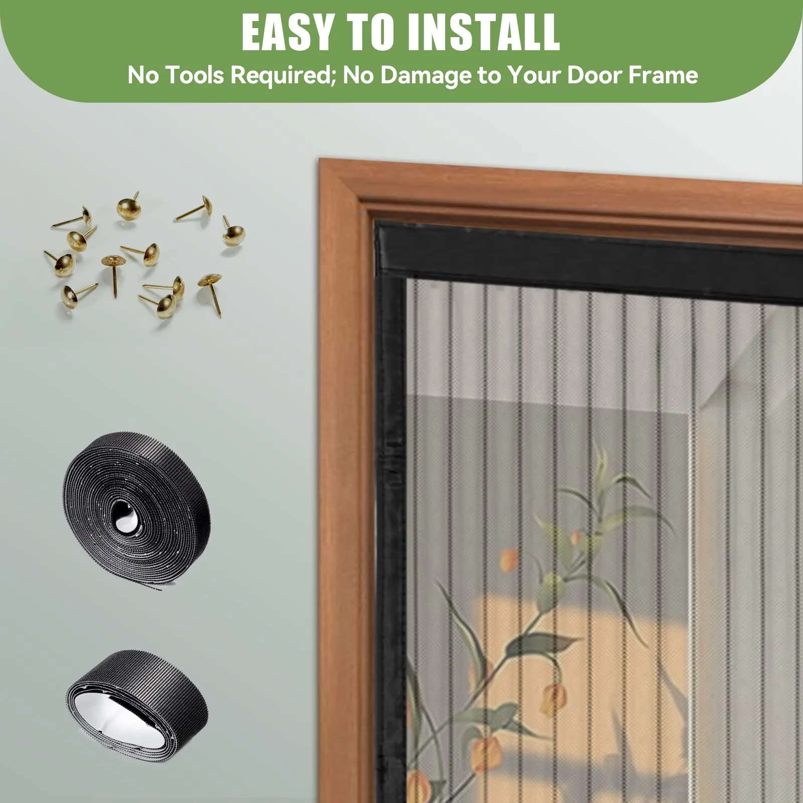 Meet Beauty Zanzariera Magnetica per Porte e Finestre, 85 x 175 cm, Nero - immagine 8