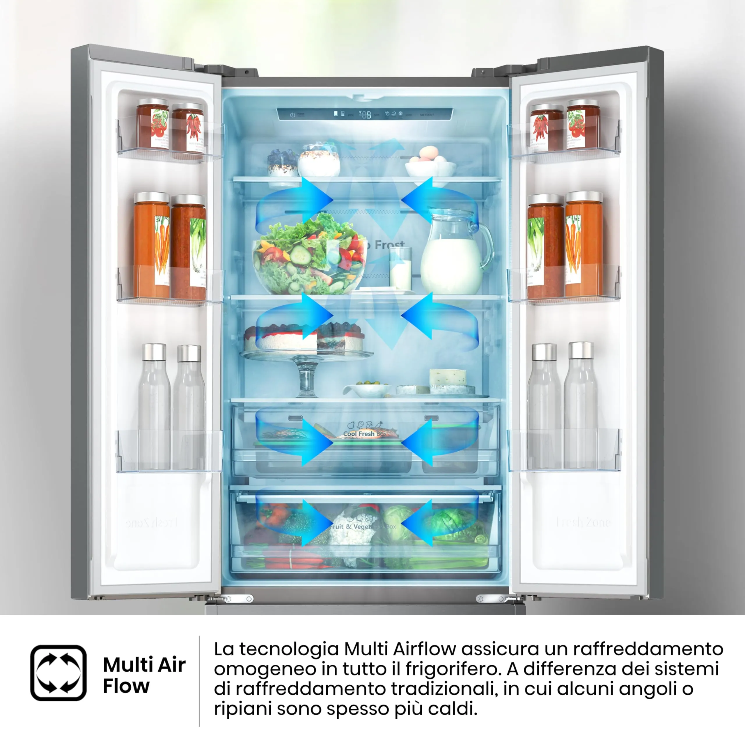 Hisense RF632N4BCE Frigorifero French Door, 485 Litri, Inox, Total No Frost, Classe Energetica E - immagine 4