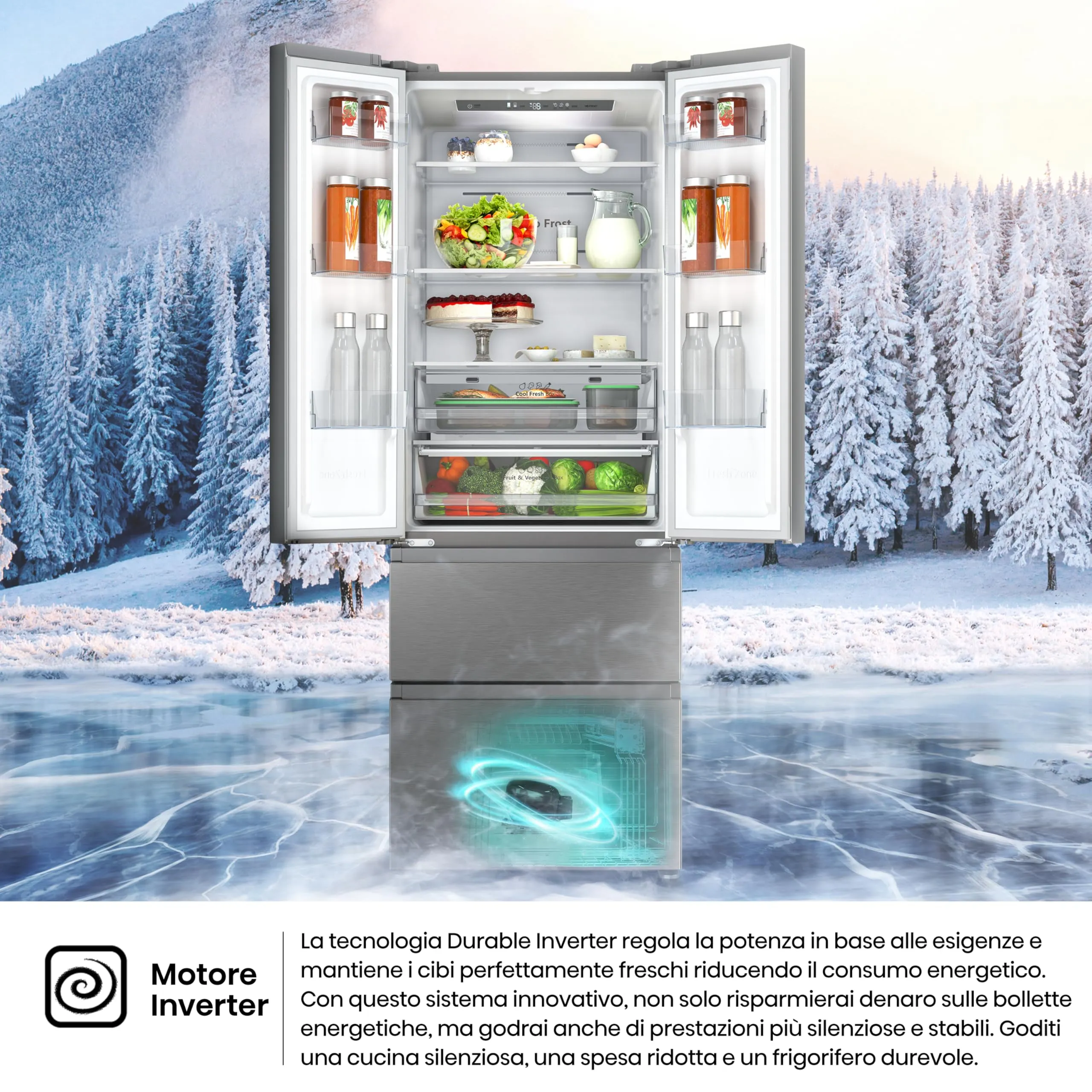 Hisense RF632N4BCE Frigorifero French Door, 485 Litri, Inox, Total No Frost, Classe Energetica E - immagine 5