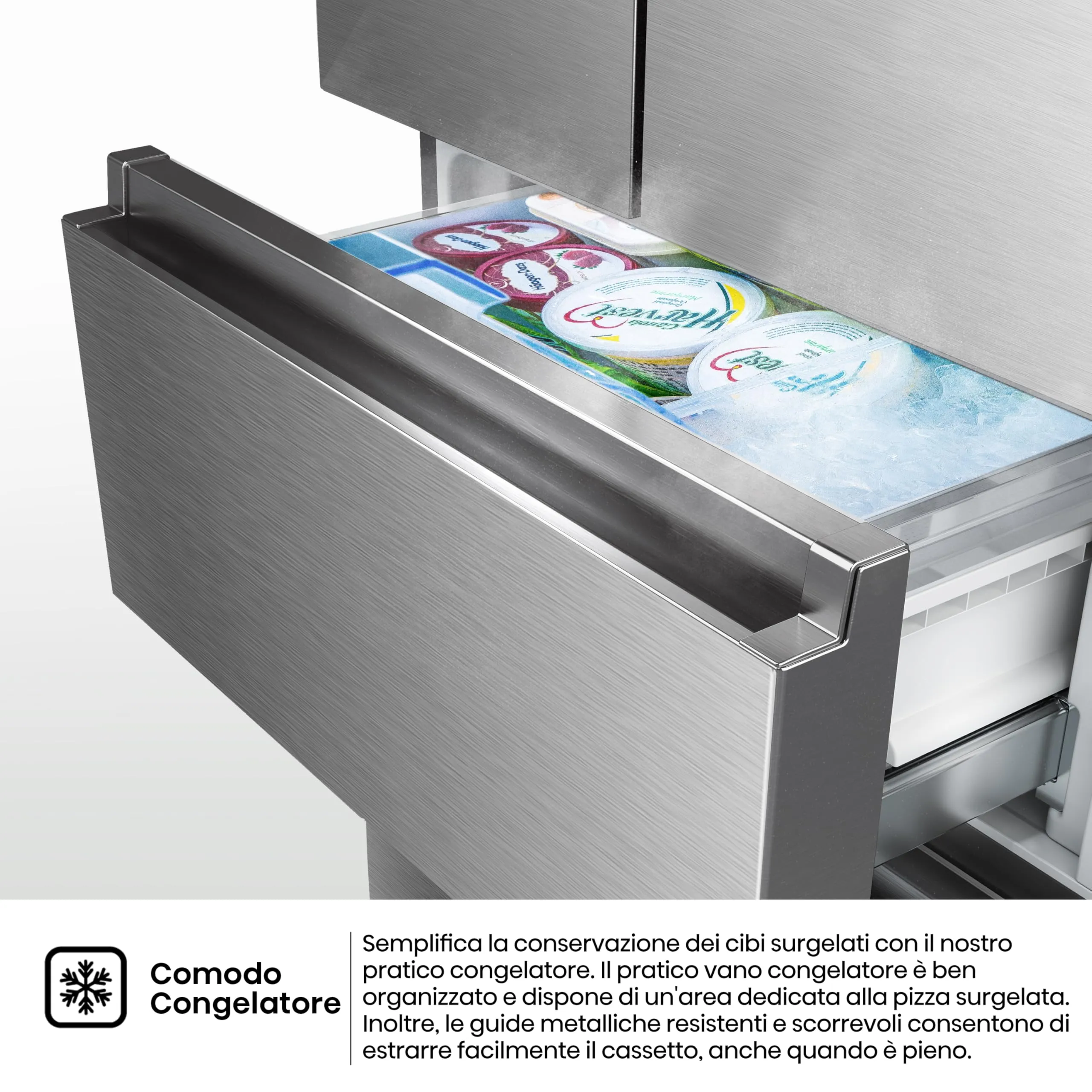 Hisense RF632N4BCE Frigorifero French Door, 485 Litri, Inox, Total No Frost, Classe Energetica E - immagine 7