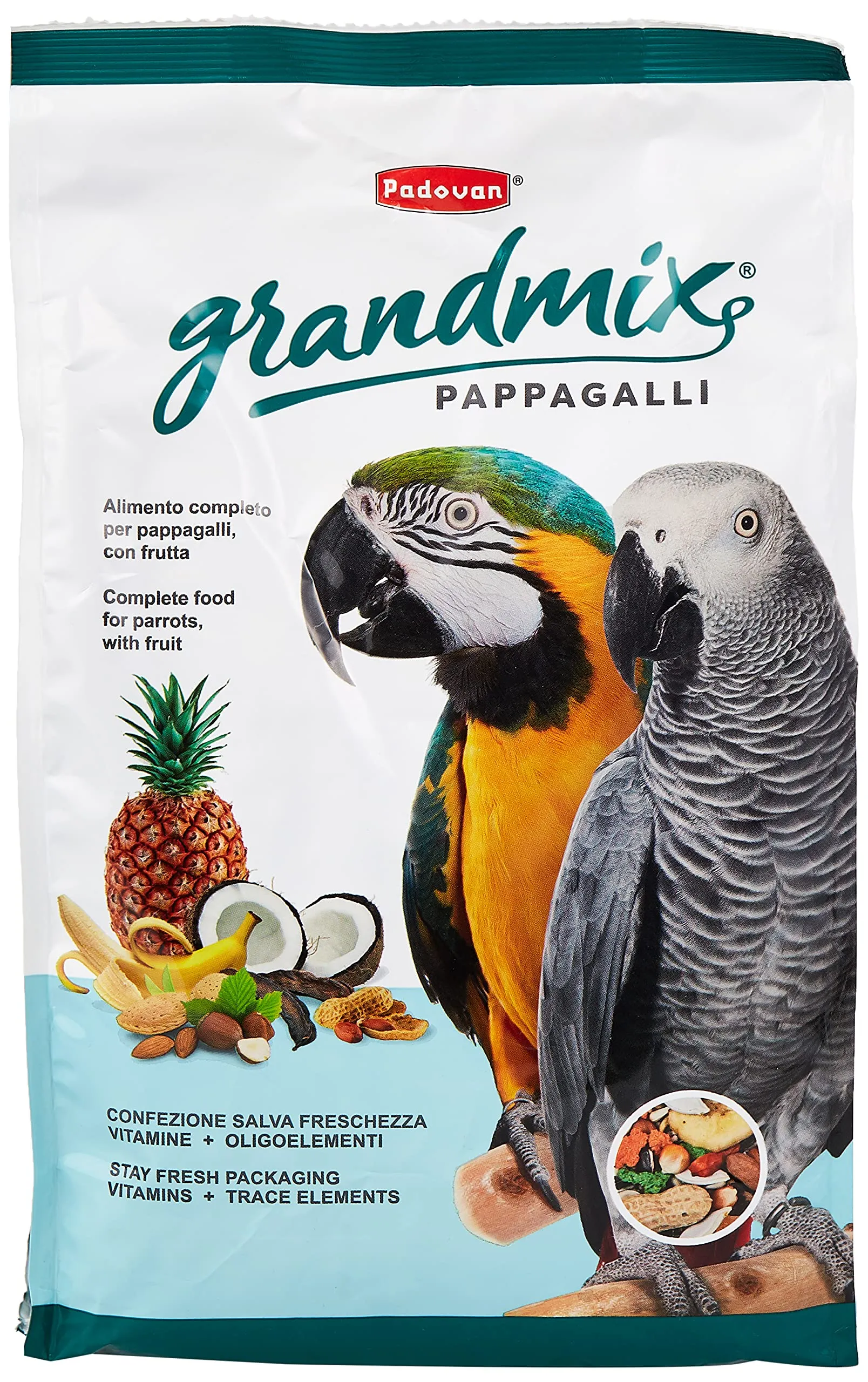 Padovan Grandmix Pappagalli Alimento Completo per Pappagalli Miscela di Semi e Cerali con Frutta 2 kg - immagine 1