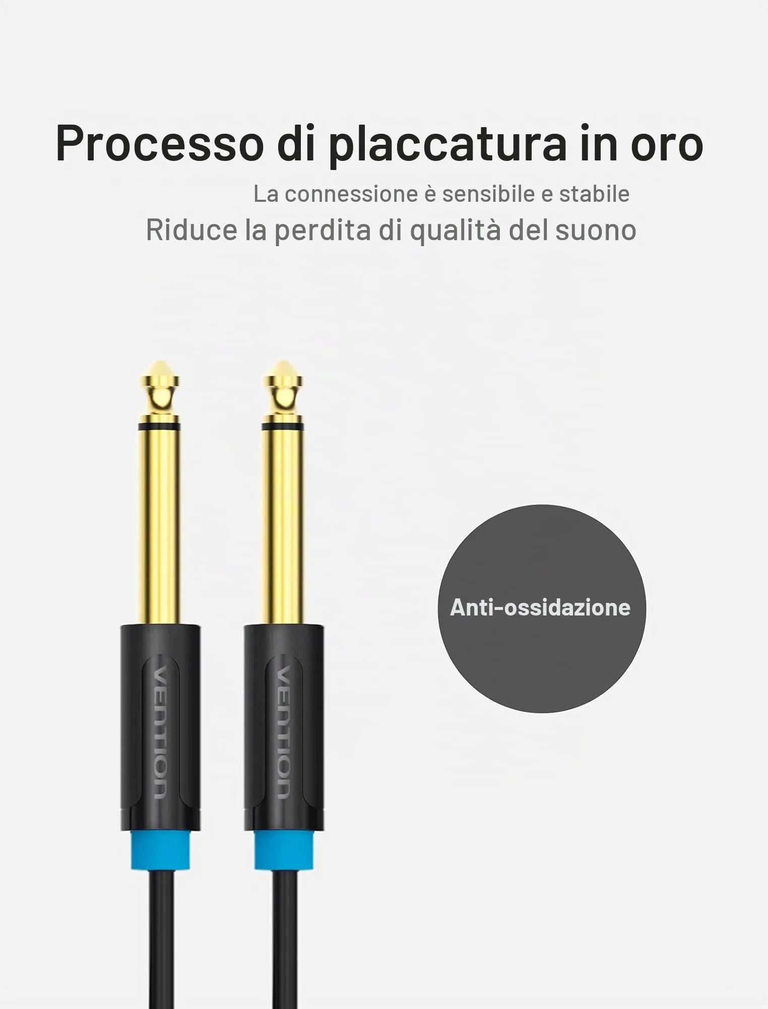 VENTION Cavo Audio Mono 6,35 mm a 6,35 mm per Chitarra, Amplificatore, Basso, Tastiera, 1m, Nero - immagine 7