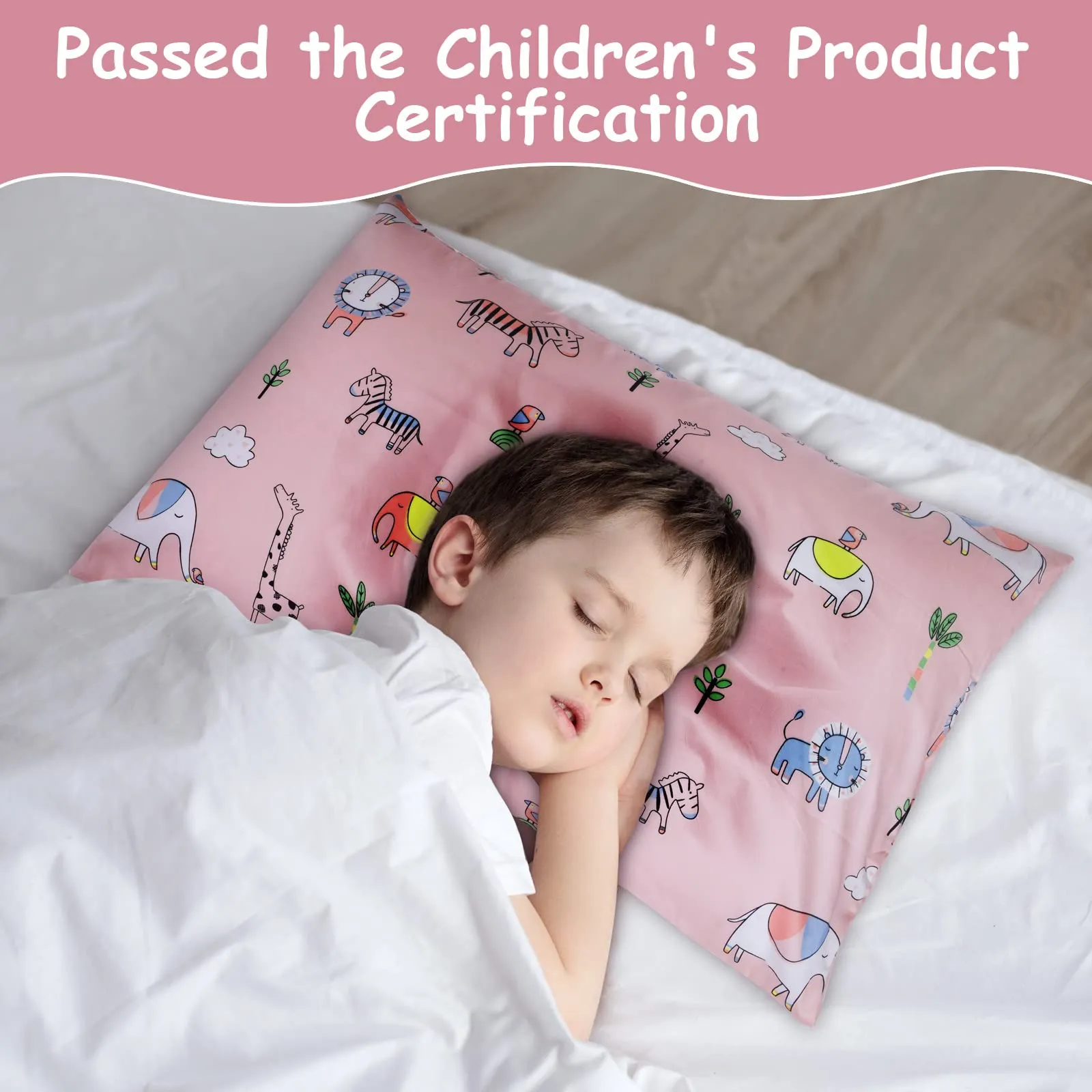 Vicloon Federe per Cuscini per Bambini, 100% Cotone, 40x60 cm, Motivo Animale Rosa, 2 Pezzi - immagine 7