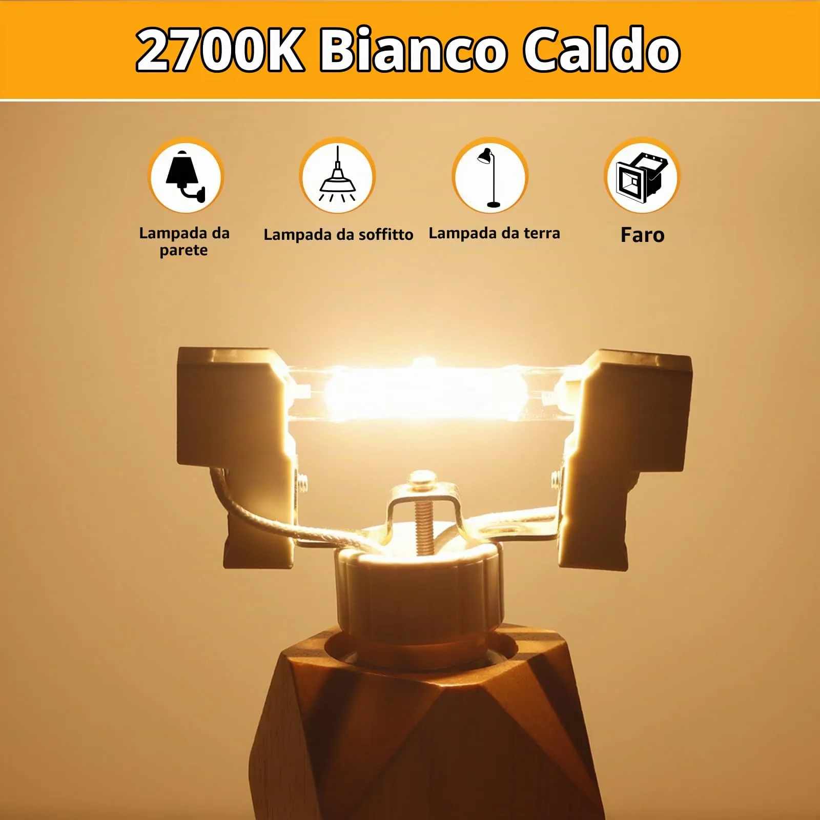 Caldarax Lampadina Alogena R7s 78mm 100W Dimmerabile, 230V, Bianco Caldo 2700K, 1500LM, 6 Pezzi - immagine 4