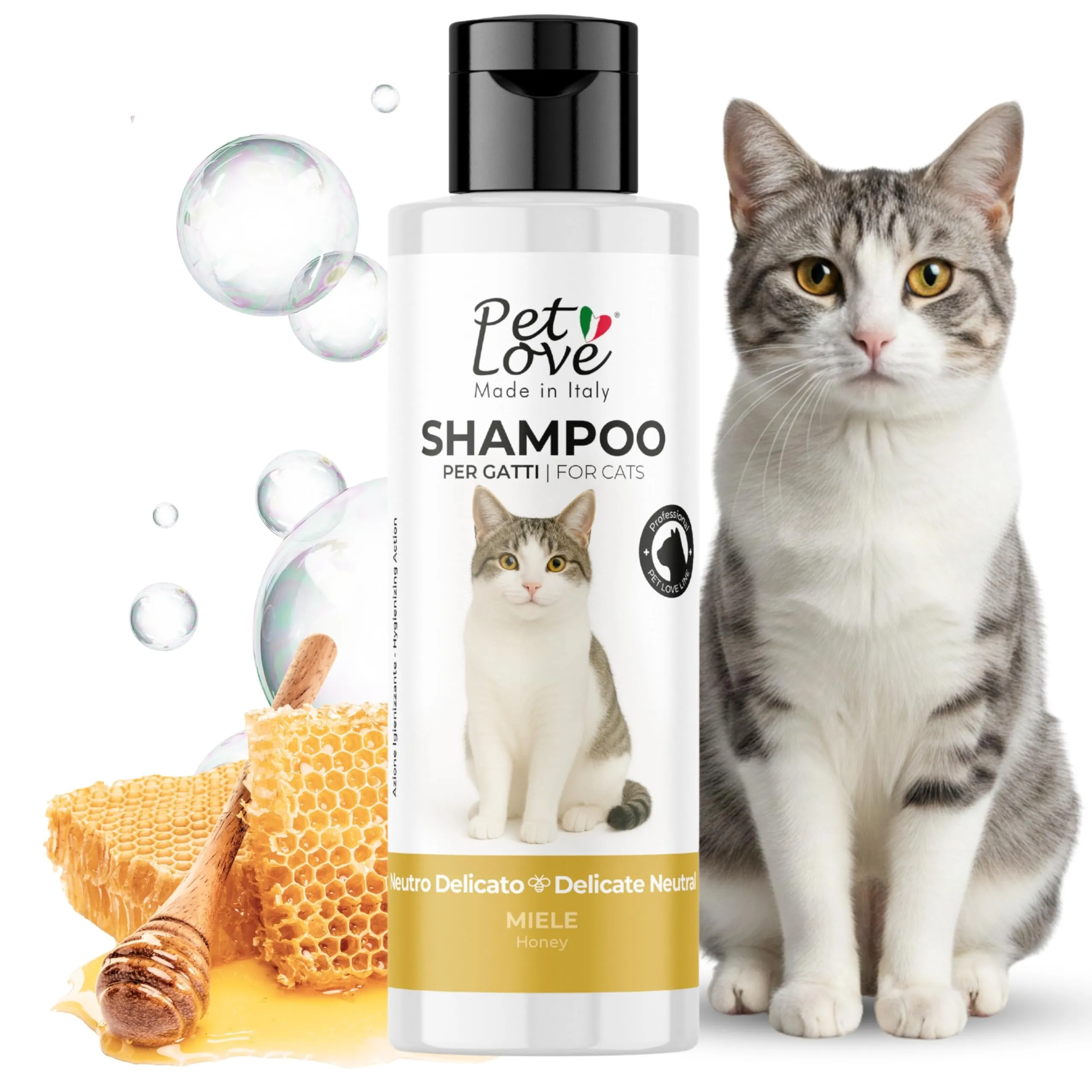 Pet Love Shampoo per Gatti Neutro e Delicato, Profumo di Miele, 250 ml - immagine 1