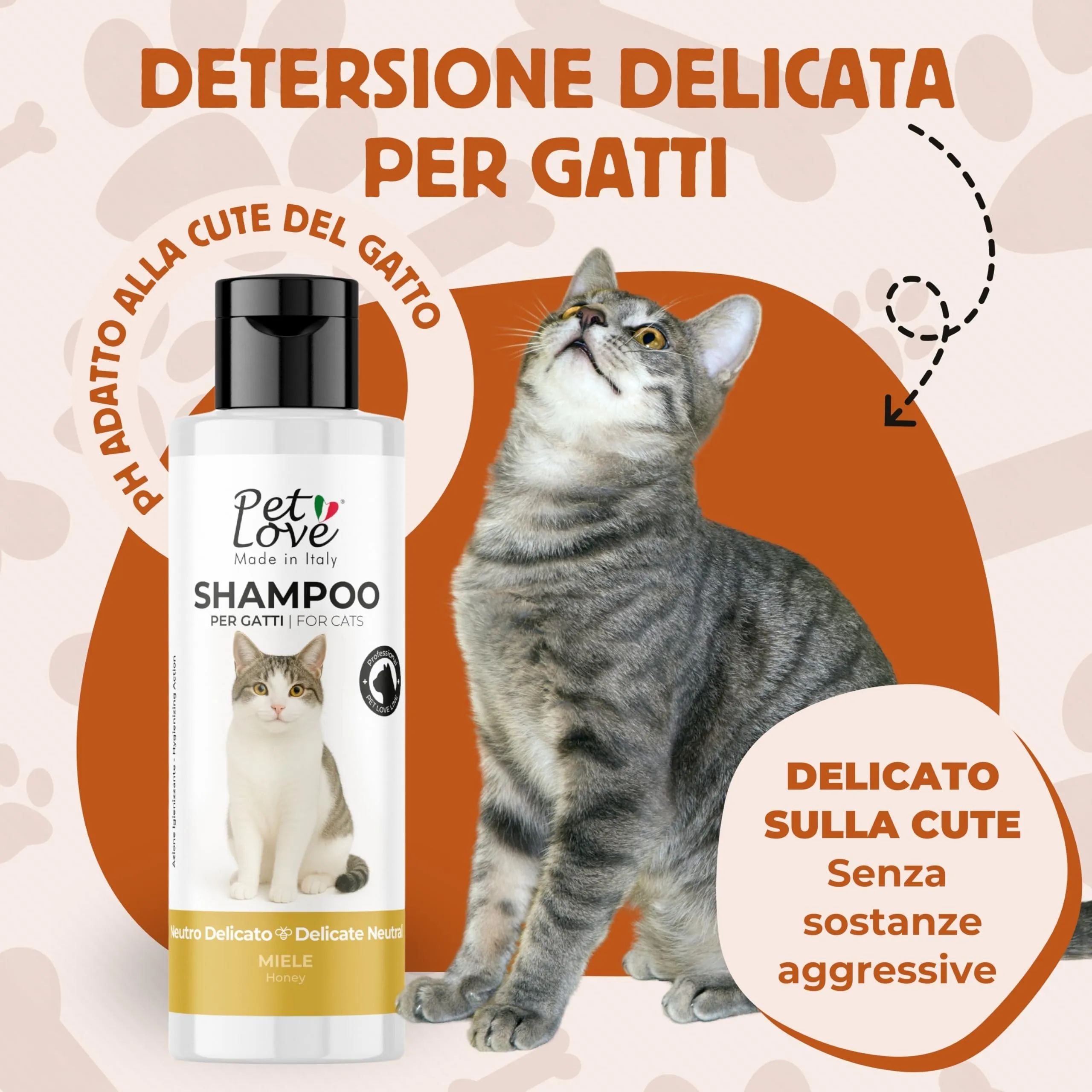 Pet Love Shampoo per Gatti Neutro e Delicato, Profumo di Miele, 250 ml - immagine 2