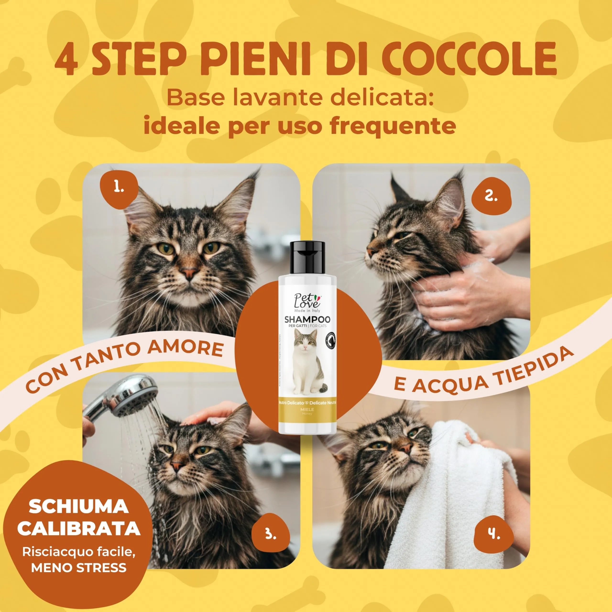 Pet Love Shampoo per Gatti Neutro e Delicato, Profumo di Miele, 250 ml - immagine 5