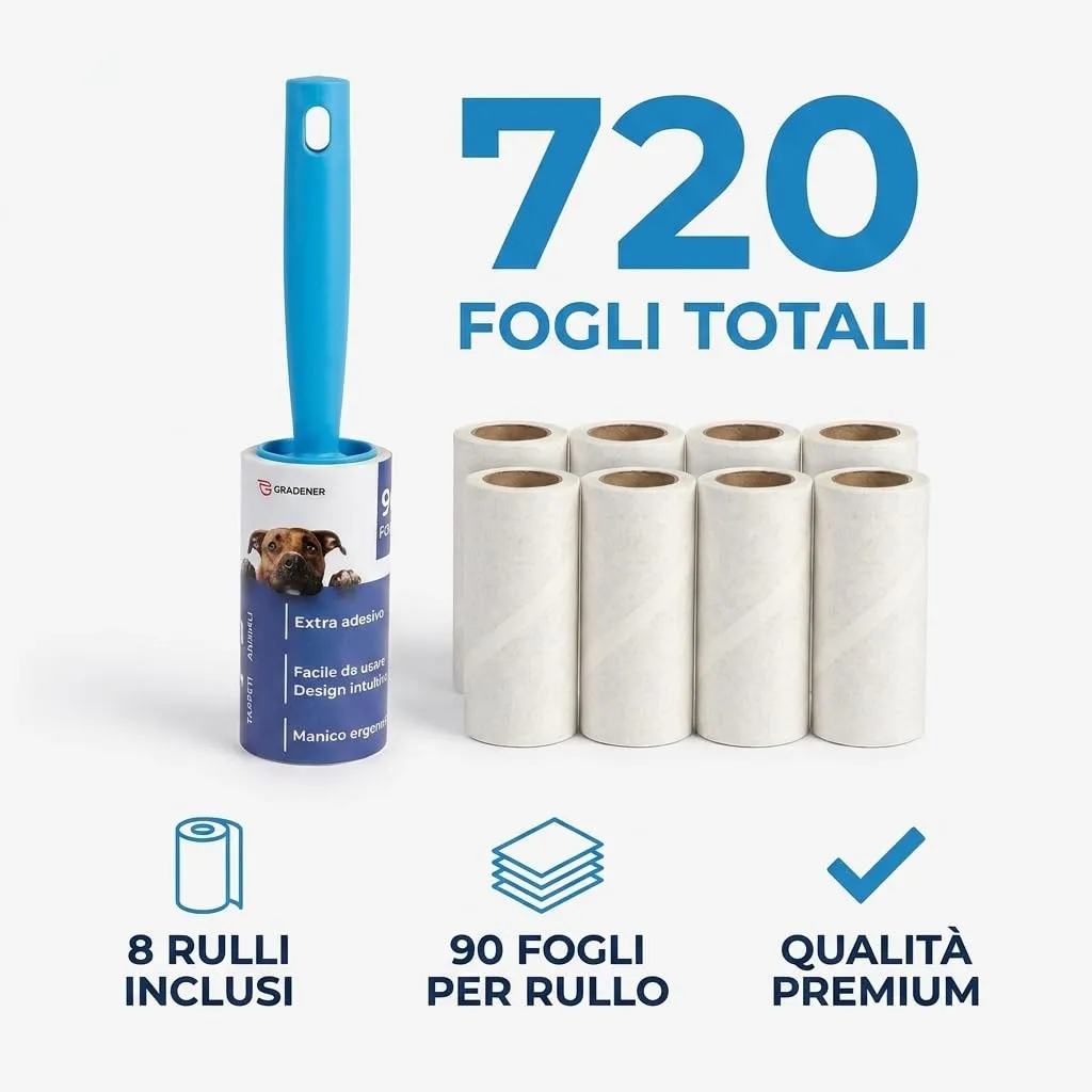 Gradener Levapelucchi con 8 Rulli, 720 Fogli e 2 Manici - immagine 2