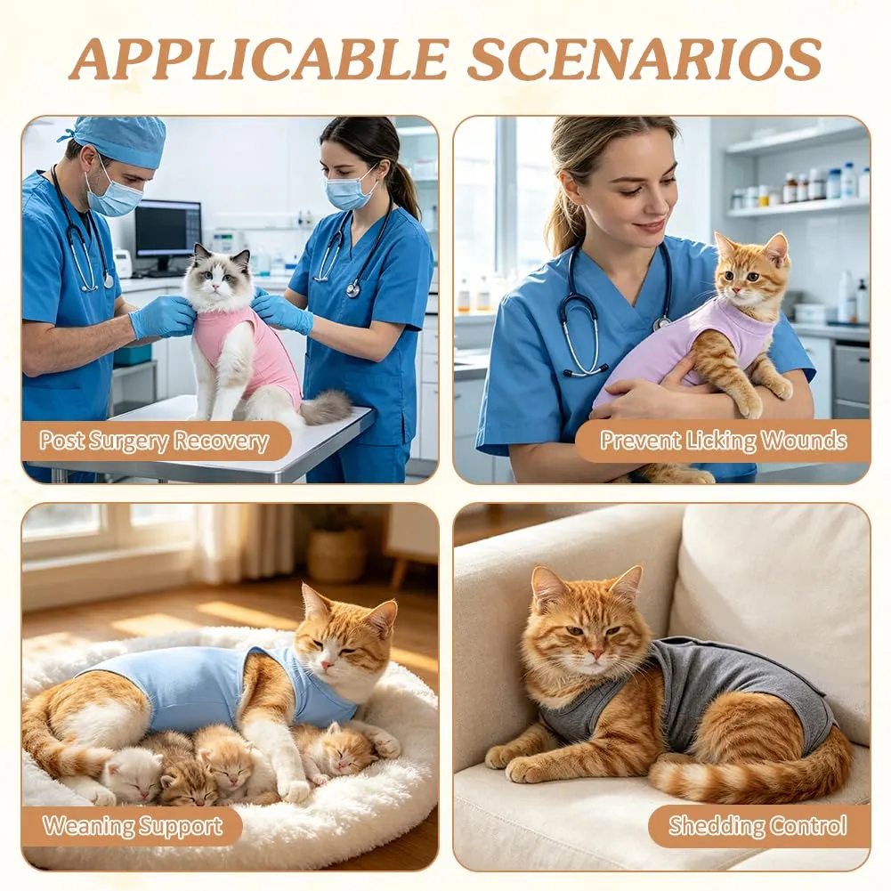 OFFCUP Body Gatto Post Operatorio, Tuta Recupero, Grigio, Taglia L - immagine 7