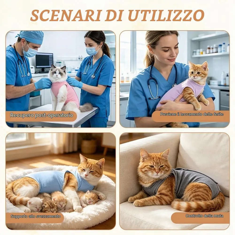 OFFCUP Body Post Operatorio per Gatti, Tuta di Recupero, Blu, Taglia L - immagine 7