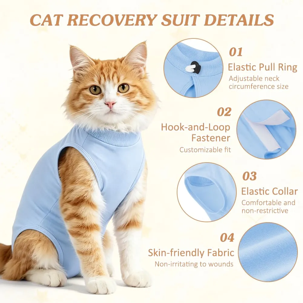 OFFCUP Body Gatto Post Operatorio Tuta Recupero, Blu, Taglia S - immagine 3