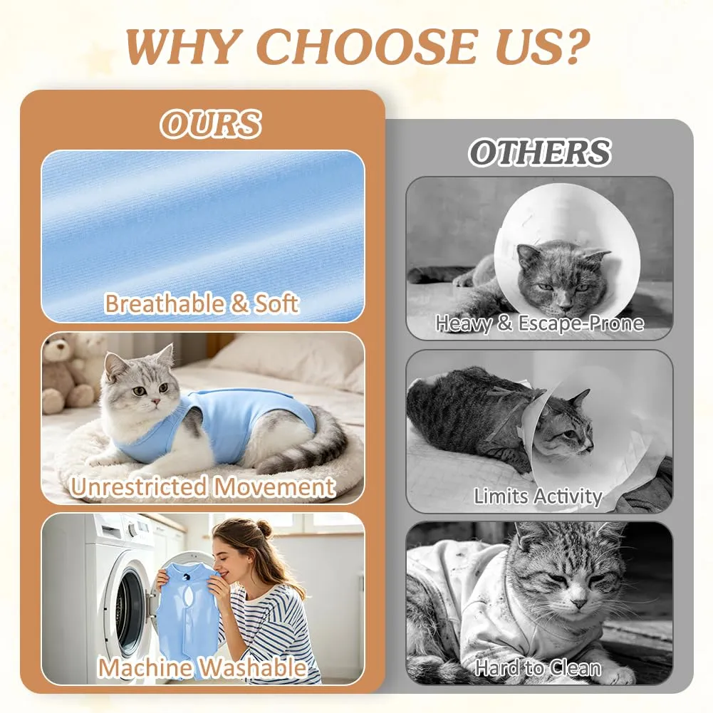 OFFCUP Body Gatto Post Operatorio Tuta Recupero, Blu, Taglia S - immagine 4