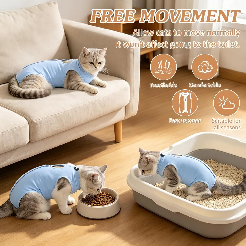 OFFCUP Body Gatto Post Operatorio Tuta Recupero, Blu, Taglia S - immagine 5