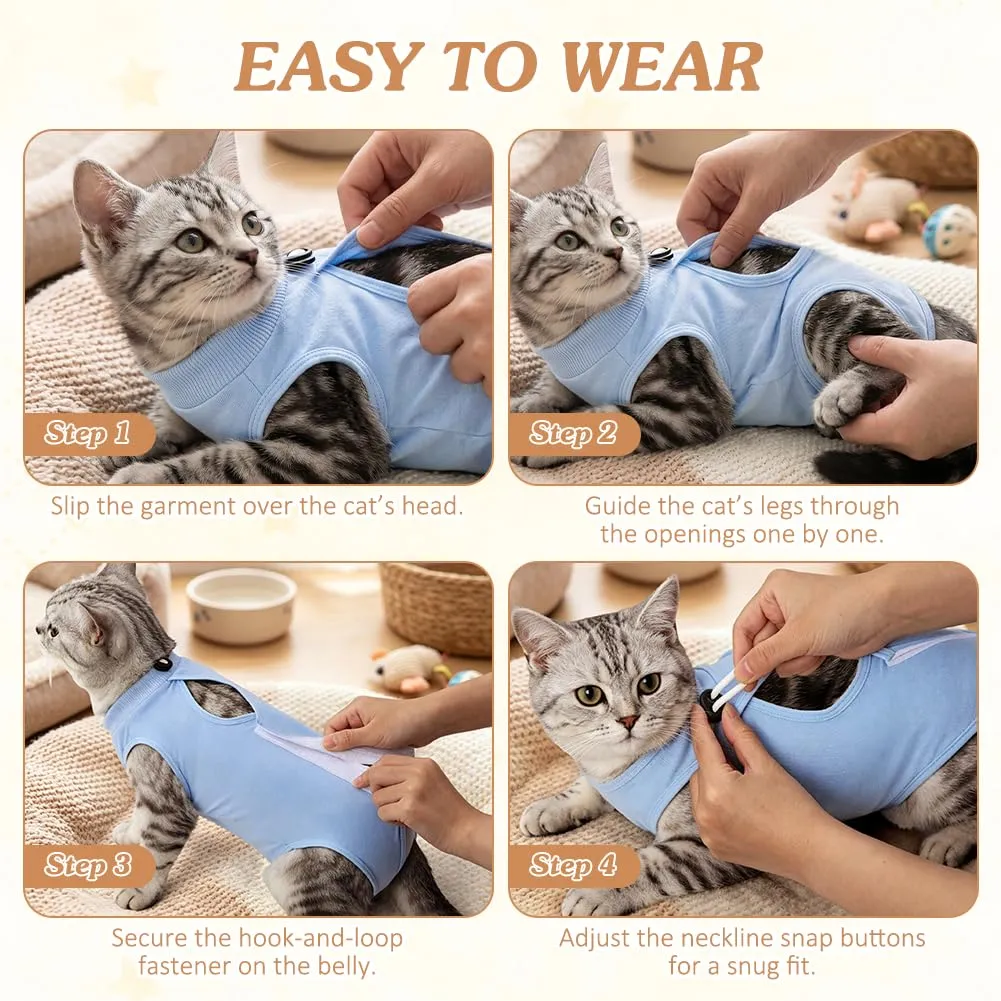OFFCUP Body Gatto Post Operatorio Tuta Recupero, Blu, Taglia S - immagine 6