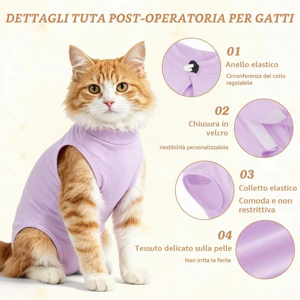 OFFCUP Body Post Operatorio per Gatti, Tuta Recupero, Viola, Taglia S - immagine 3