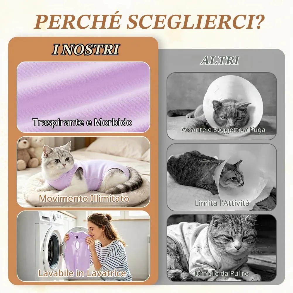 OFFCUP Body Post Operatorio per Gatti, Tuta Recupero, Viola, Taglia S - immagine 4