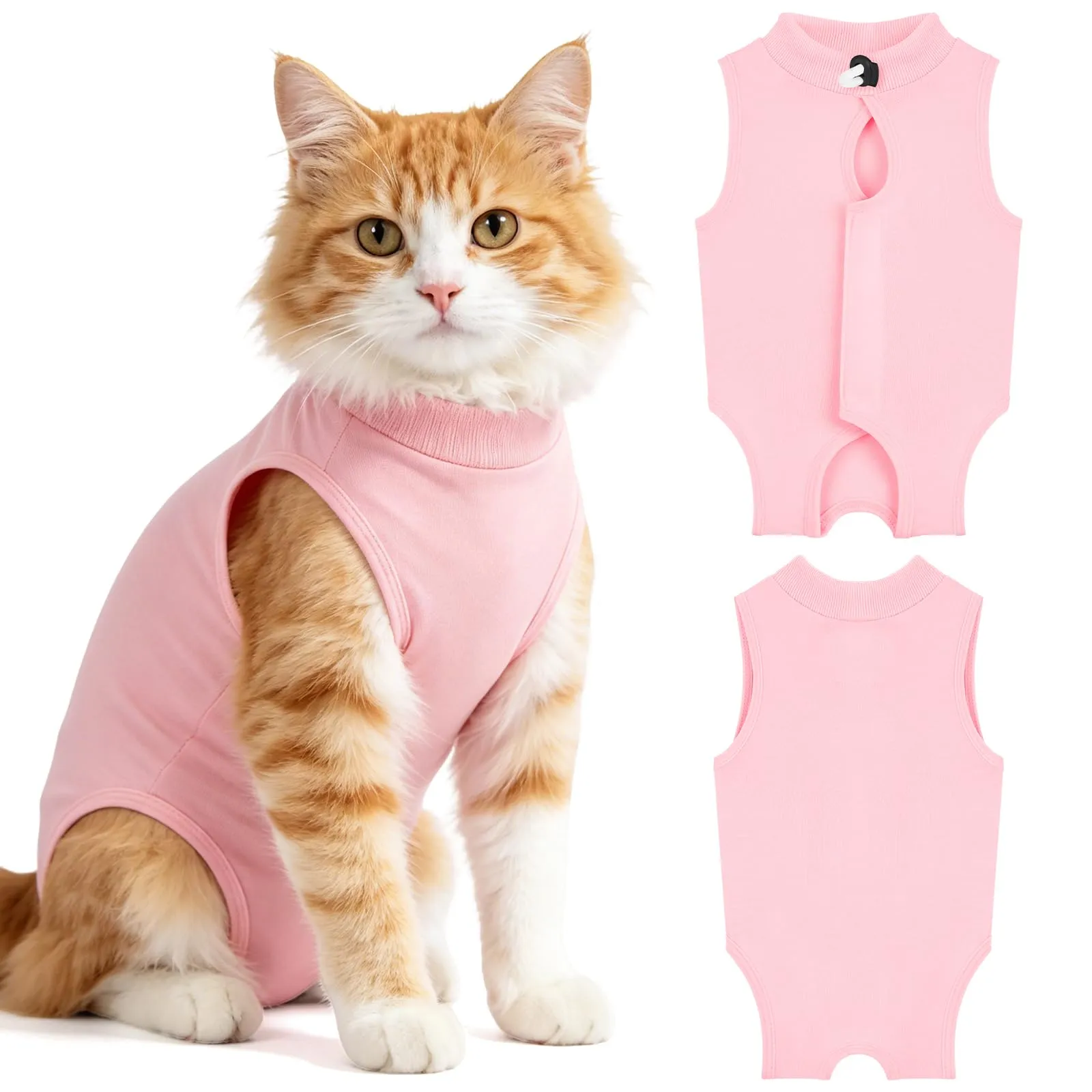 OFFCUP Body Gatto Post Operatorio, Tuta Recupero, Rosa, Taglia S - immagine 1