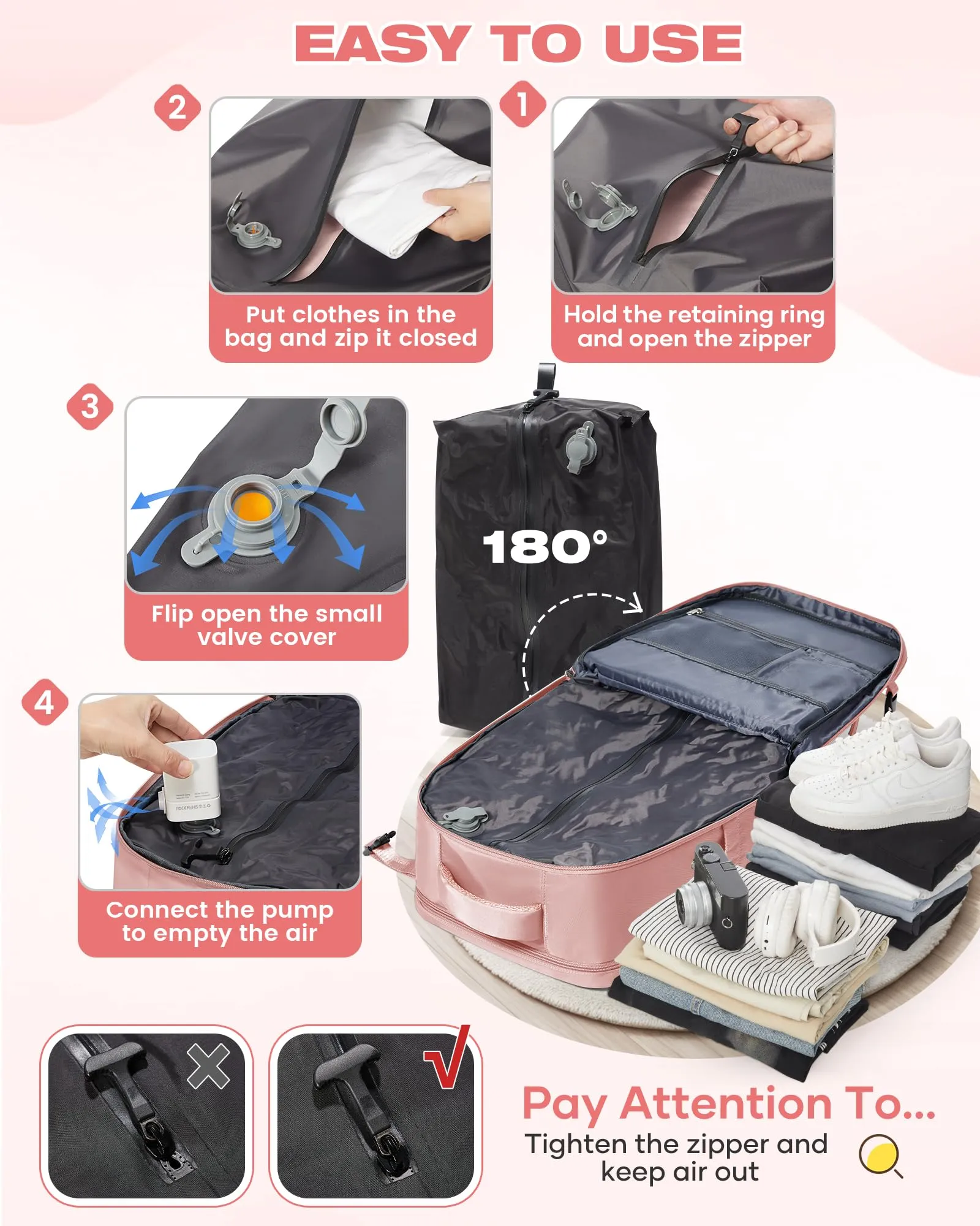 SZLX Zaino da Viaggio Sottovuoto con Pompa 40x30x20 per Ryanair Wizzair Easyjet, Impermeabile per Laptop 14 Pollici - immagine 6