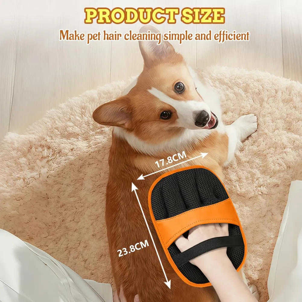 AMFUN Set di 2 Guanti Magnetici per Rimuovere Peli di Gatto e Cane, Arancione - immagine 2