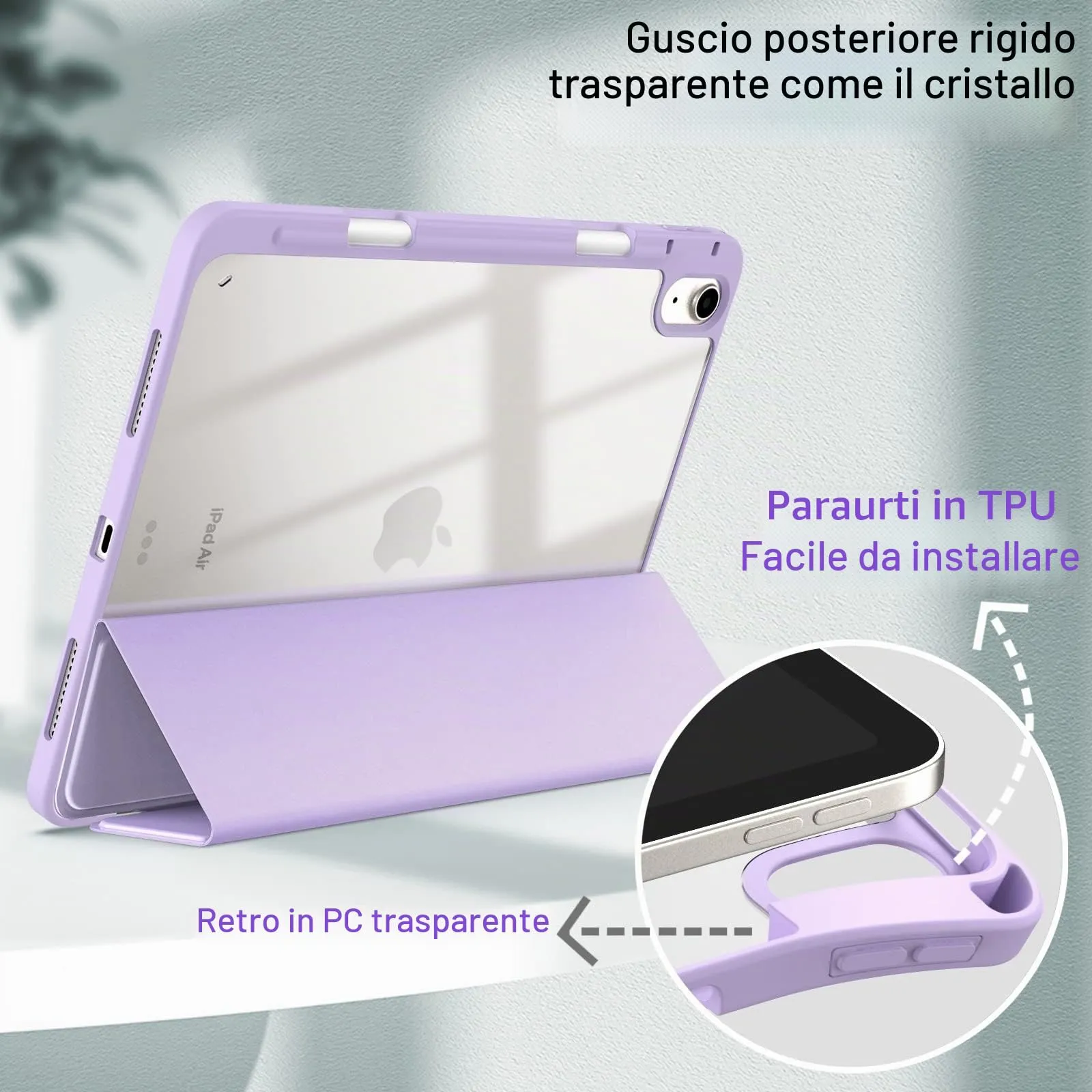 JETech Custodia per iPad Air 11" M4/M3/M2 & Air 5/4, Viola Chiaro - immagine 3