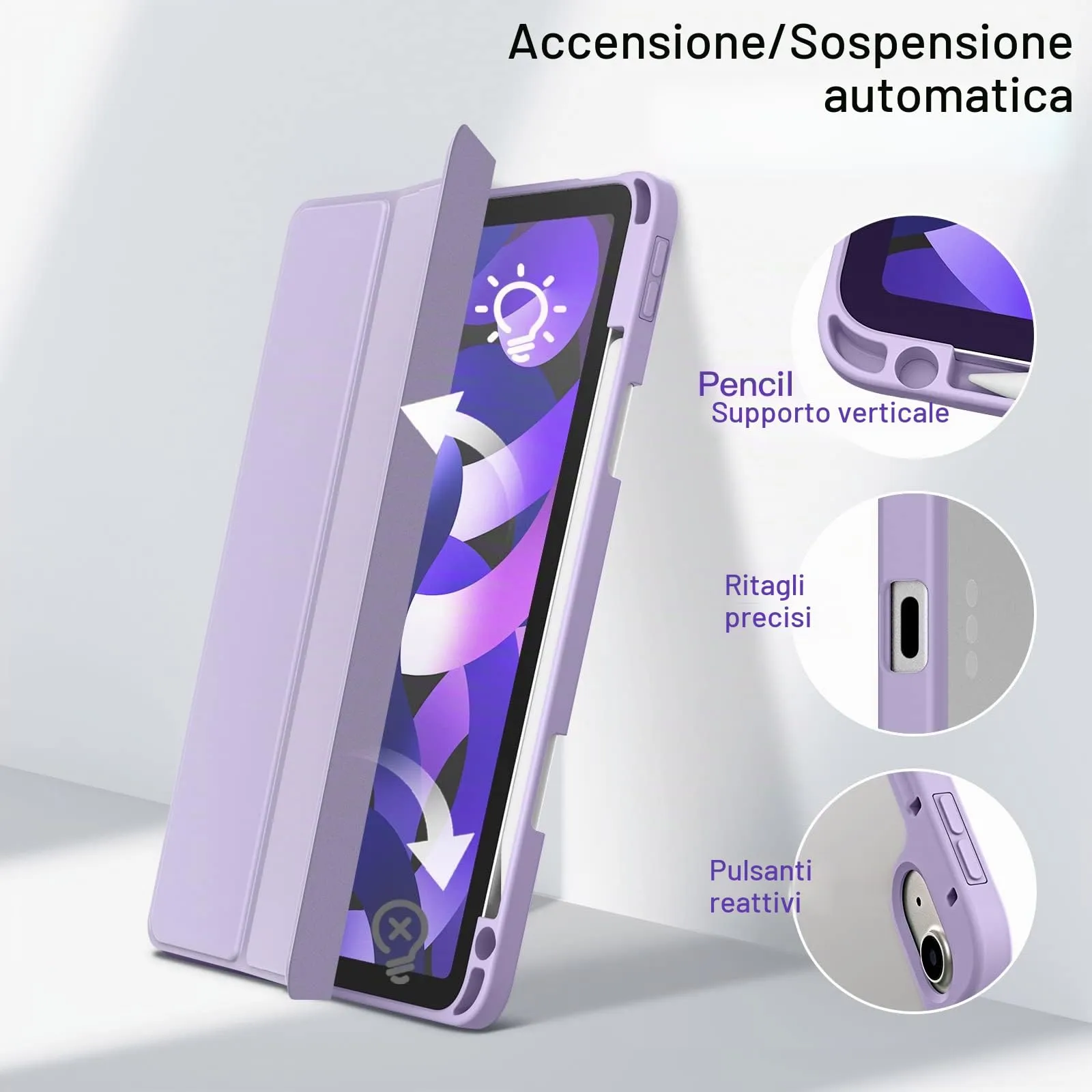 JETech Custodia per iPad Air 11" M4/M3/M2 & Air 5/4, Viola Chiaro - immagine 6