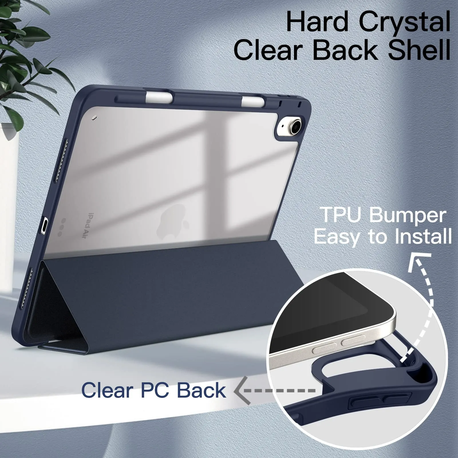 JETech Custodia per iPad Air 11" M4/M3/M2 & Air 5/4, Marino Intenso - immagine 3