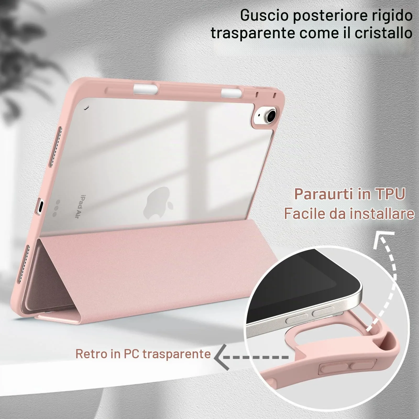 JETech Custodia per iPad Air 11" M4/M3/M2 & Air 5/4, Oro Rosa - immagine 3