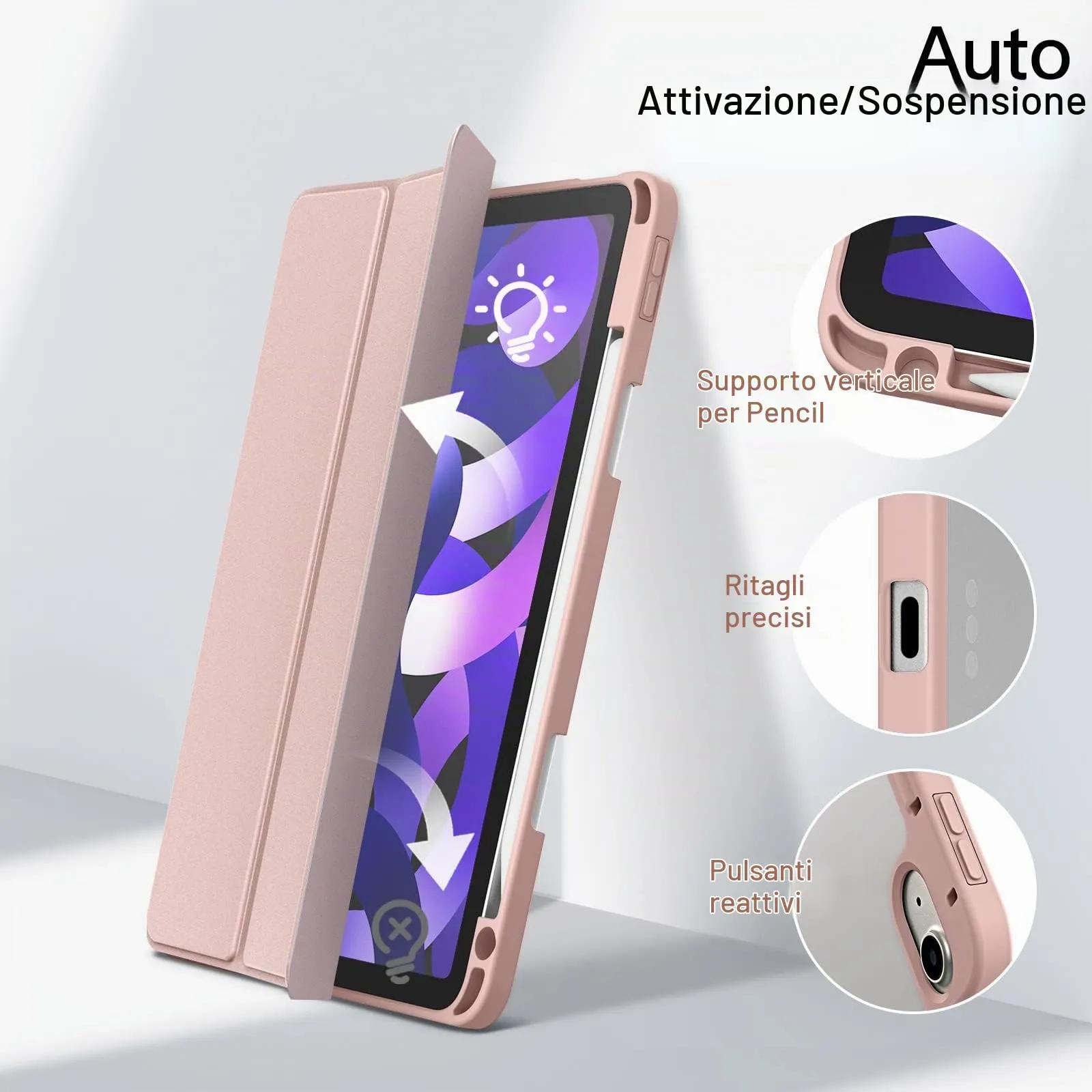 JETech Custodia per iPad Air 11" M4/M3/M2 & Air 5/4, Oro Rosa - immagine 6