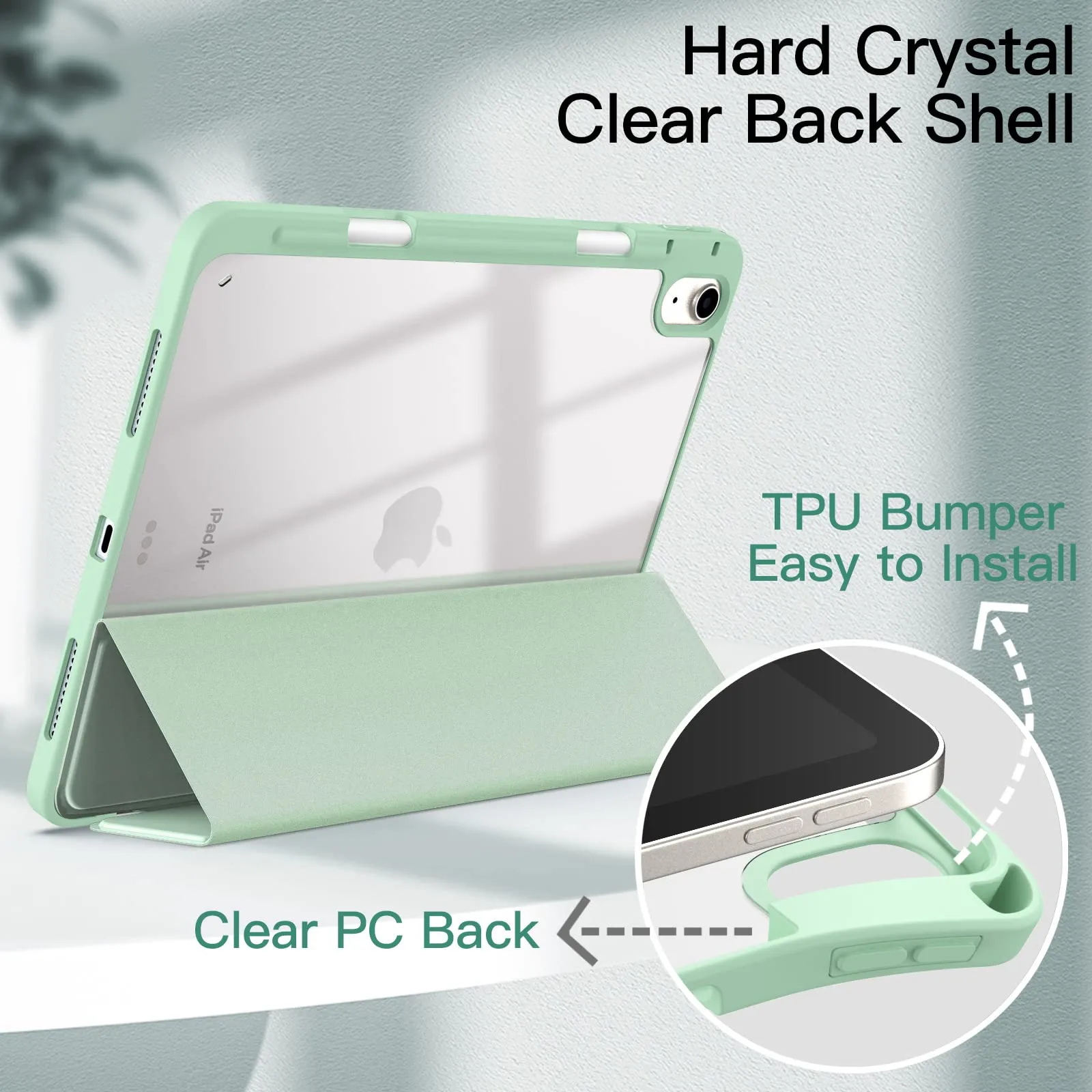 JETech Custodia per iPad Air 11" M4/M3/M2 & Air 5/4, Verde Matcha - immagine 3
