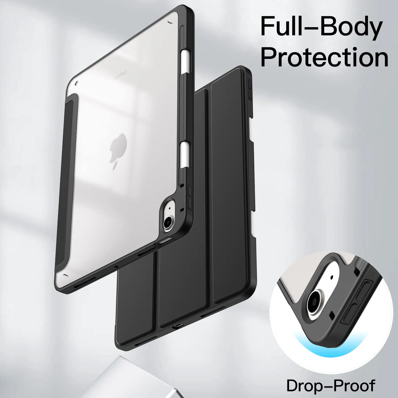 JETech Custodia per iPad Air 11" (M4/M3/M2) & Air 5/4 (10.9"), Nero - immagine 4
