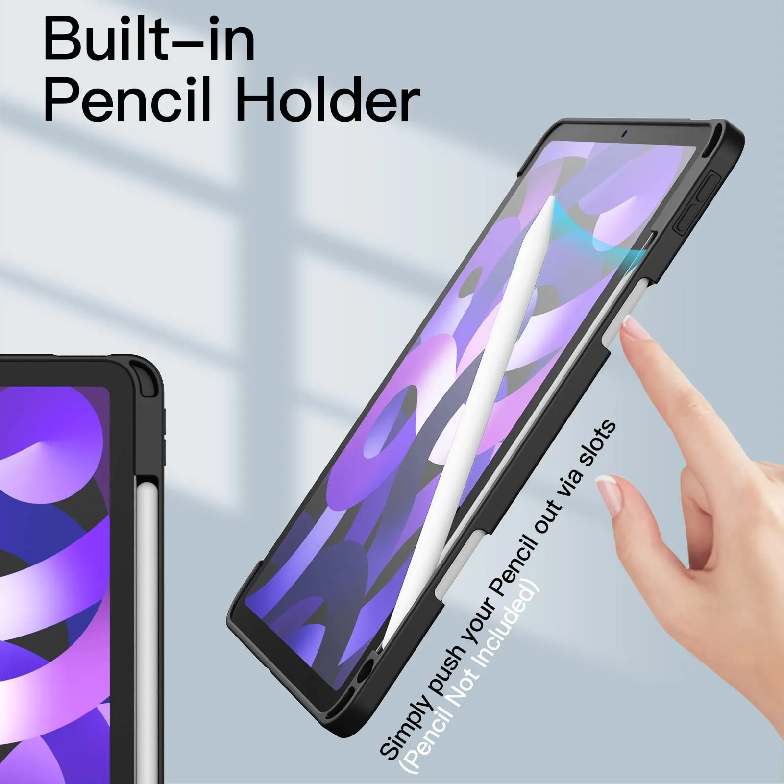 JETech Custodia per iPad Air 11" (M4/M3/M2) & Air 5/4 (10.9"), Nero - immagine 5