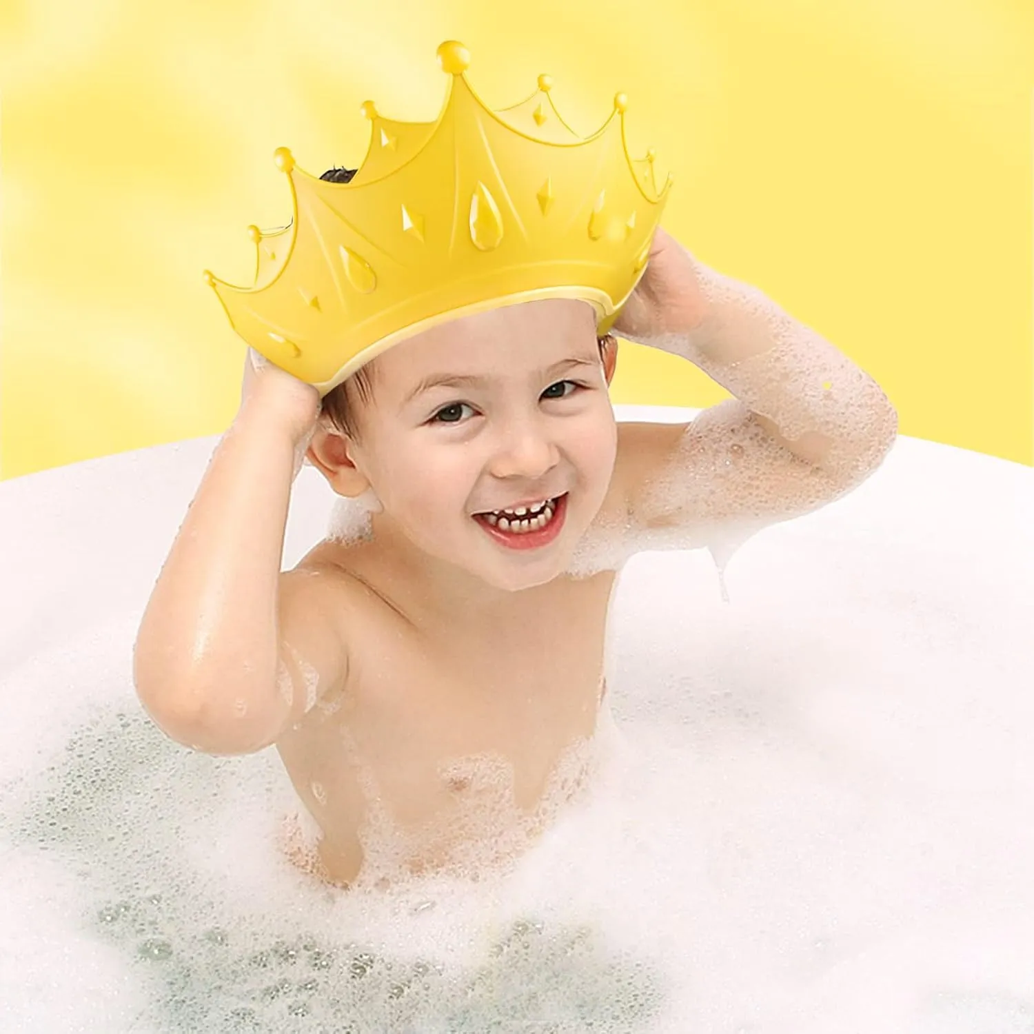 Romon Cappello Doccia Bambini con Visiera Regolabile, Giallo - immagine 3