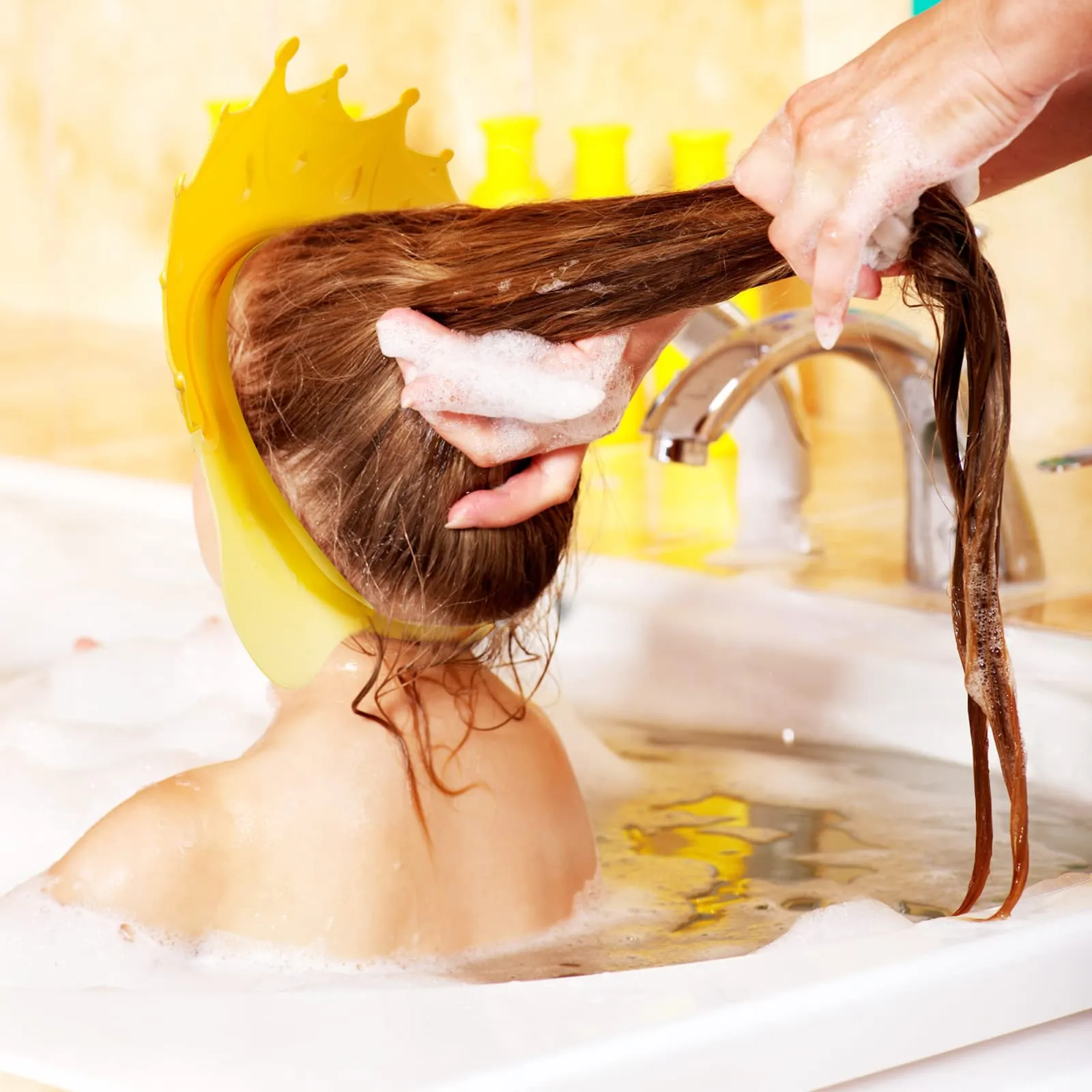 Romon Cappello Doccia Bambini con Visiera Regolabile, Giallo - immagine 7