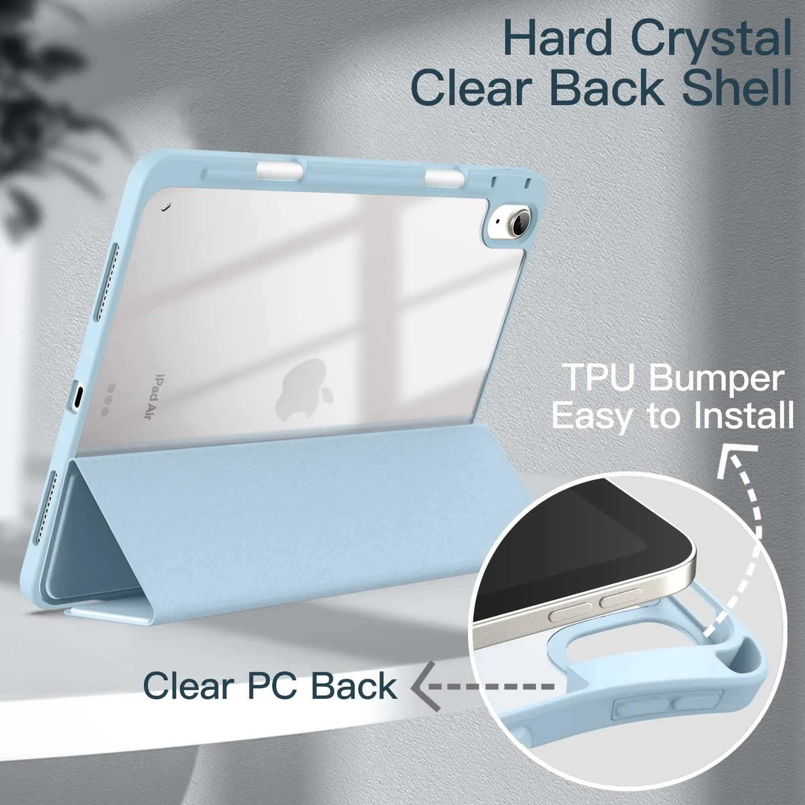JETech Custodia per iPad Air 11" M4/M3/M2 & Air 5/4, Blu Chiaro - immagine 3