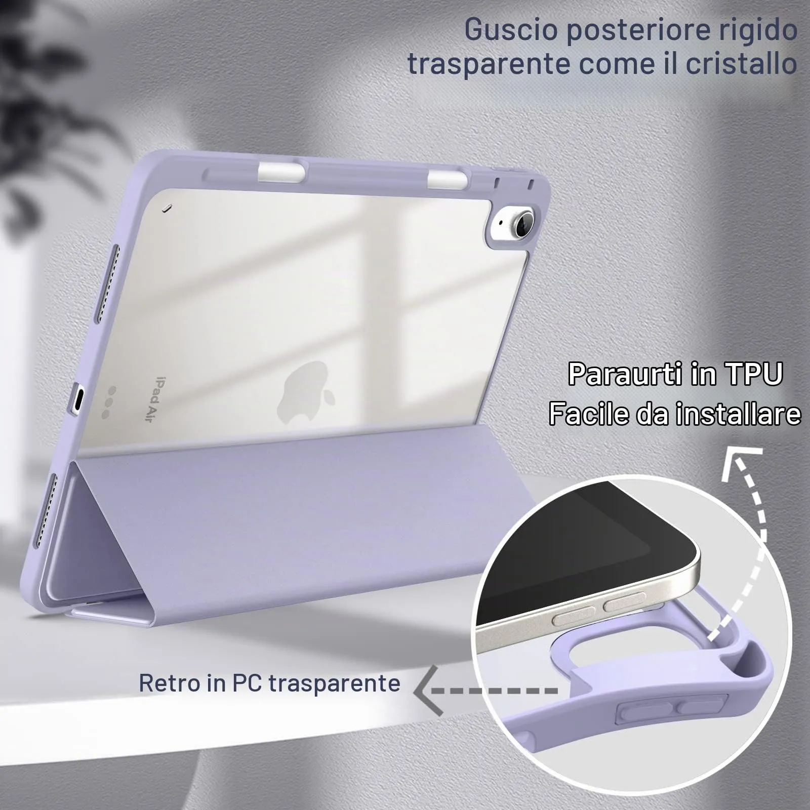 JETech Custodia per iPad Air 11" M4/M3/M2 & Air 5/4, Lilla - immagine 3