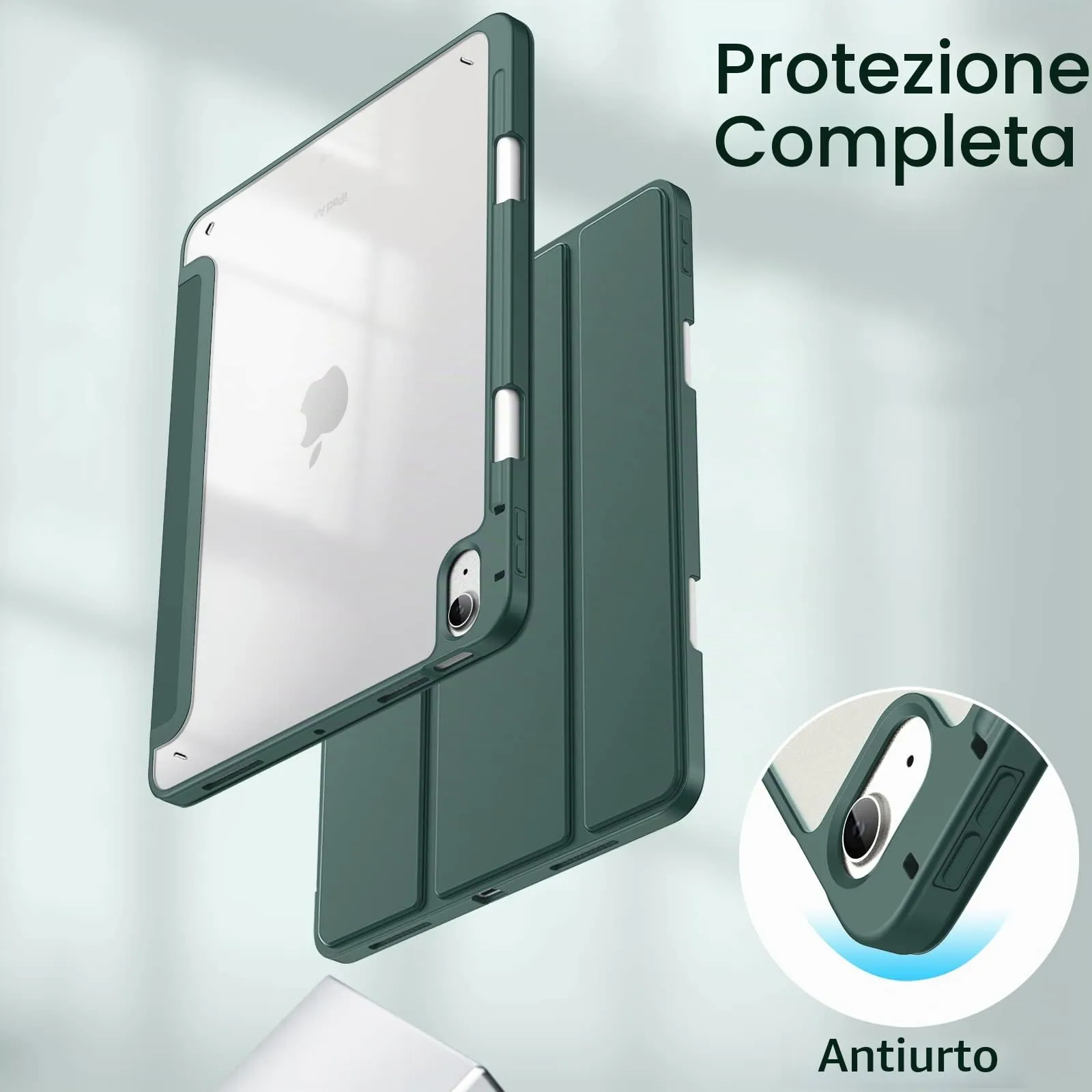 JETech Custodia per iPad Air 11" M4/M3/M2 & Air 5/4, Verde Nebbioso - immagine 4