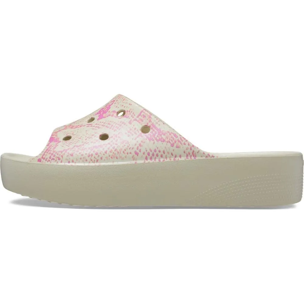 Crocs Donna Classic Platform Slide Ciabatta, Bone/Multi, 38/39 EU - immagine 3