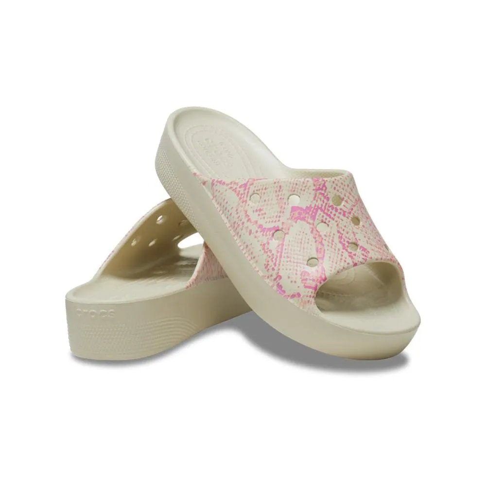 Crocs Donna Classic Platform Slide Ciabatta, Bone/Multi, 39/40 EU - immagine 4