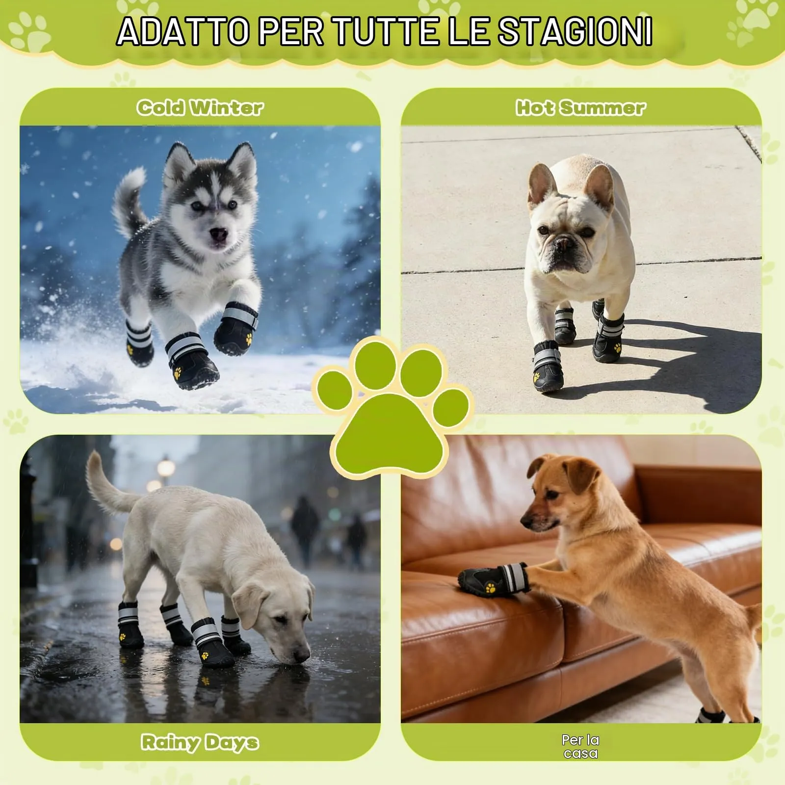 Faankiton Stivali per Cani Impermeabili con Cinghie Riflettenti e Suola Antiscivolo per Cani Media e Grande, 4 Pezzi, 6# - immagine 6