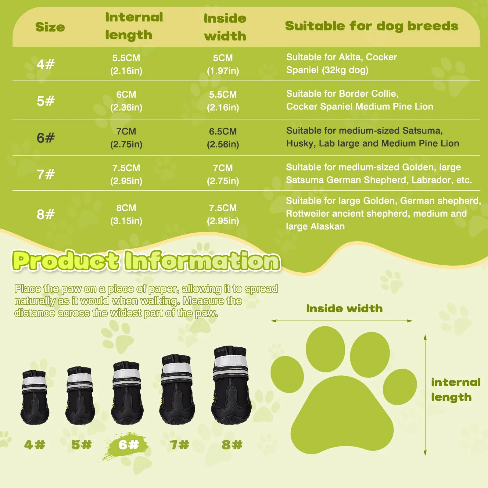 Faankiton Stivali per Cani Impermeabili con Cinghie Riflettenti e Suola Antiscivolo per Cani Media e Grande, 4 Pezzi, 6# - immagine 7