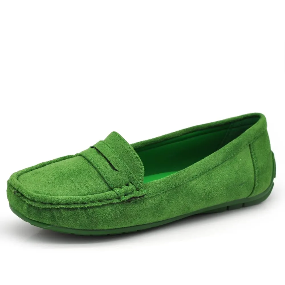 IF Mocassini Slip On Loafers Donna in Camoscio con Strass FT245 Verde N.36 - immagine 1