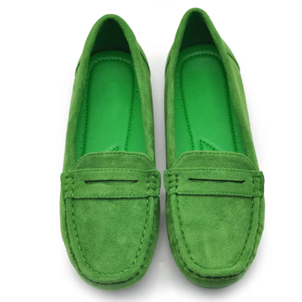 IF Mocassini Slip On Loafers Donna in Camoscio con Strass FT245 Verde N.36 - immagine 2